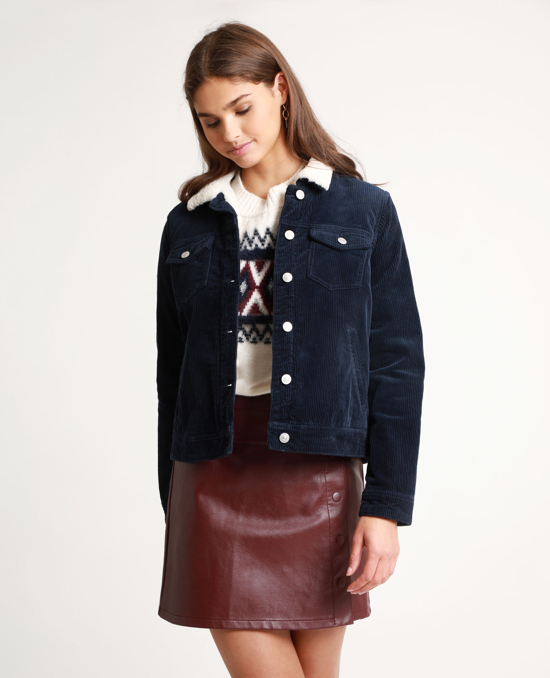 Veste velours cotelé bleu marine 2025 femme