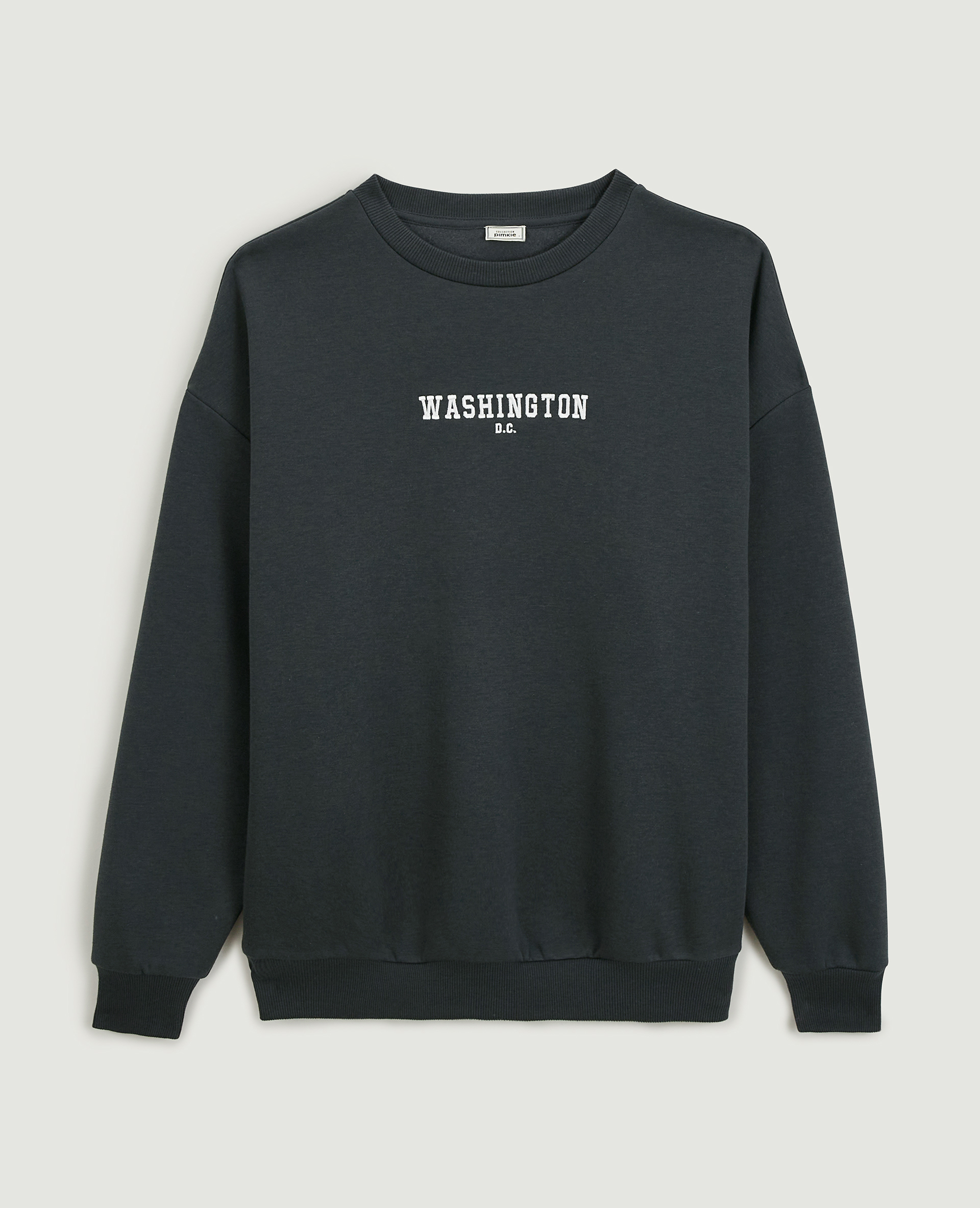 Sweat oversize col rond gris foncé - Pimkie