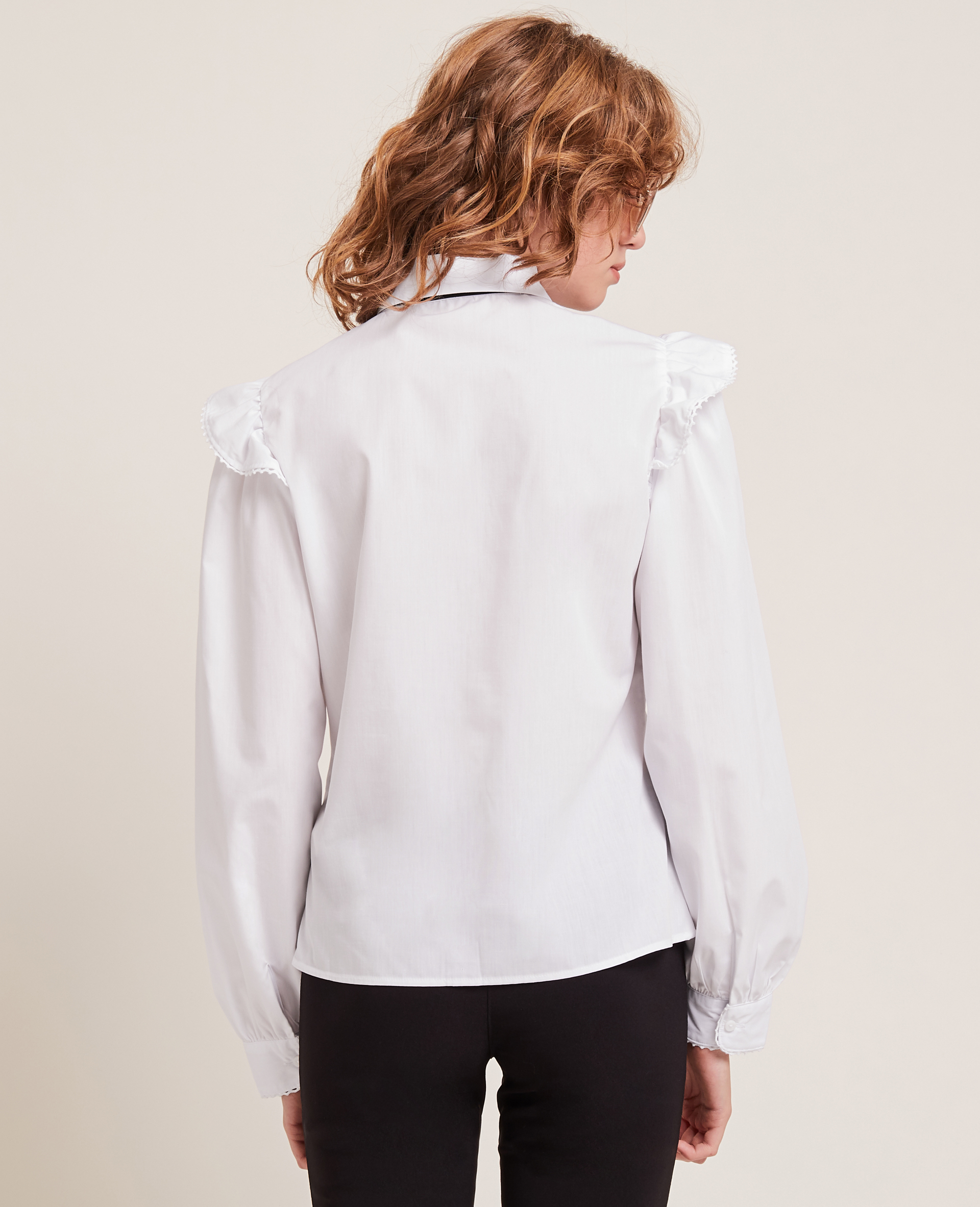 Chemise à volants brodés blanc - Pimkie