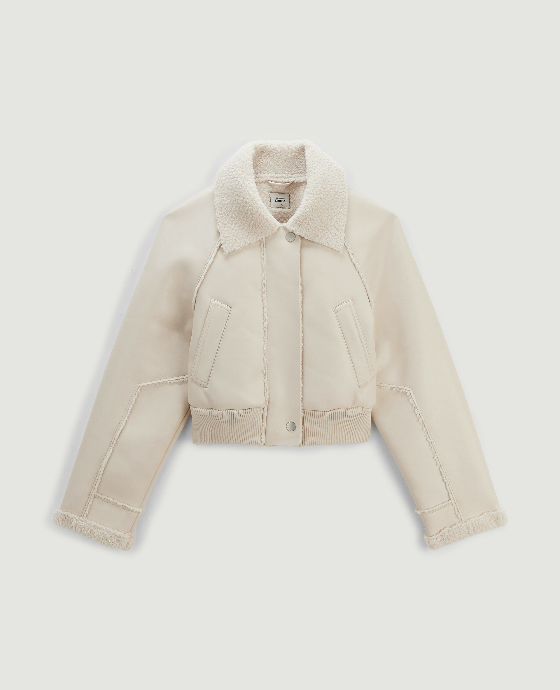 Blouson court simili cuir et sherpa écru - Pimkie