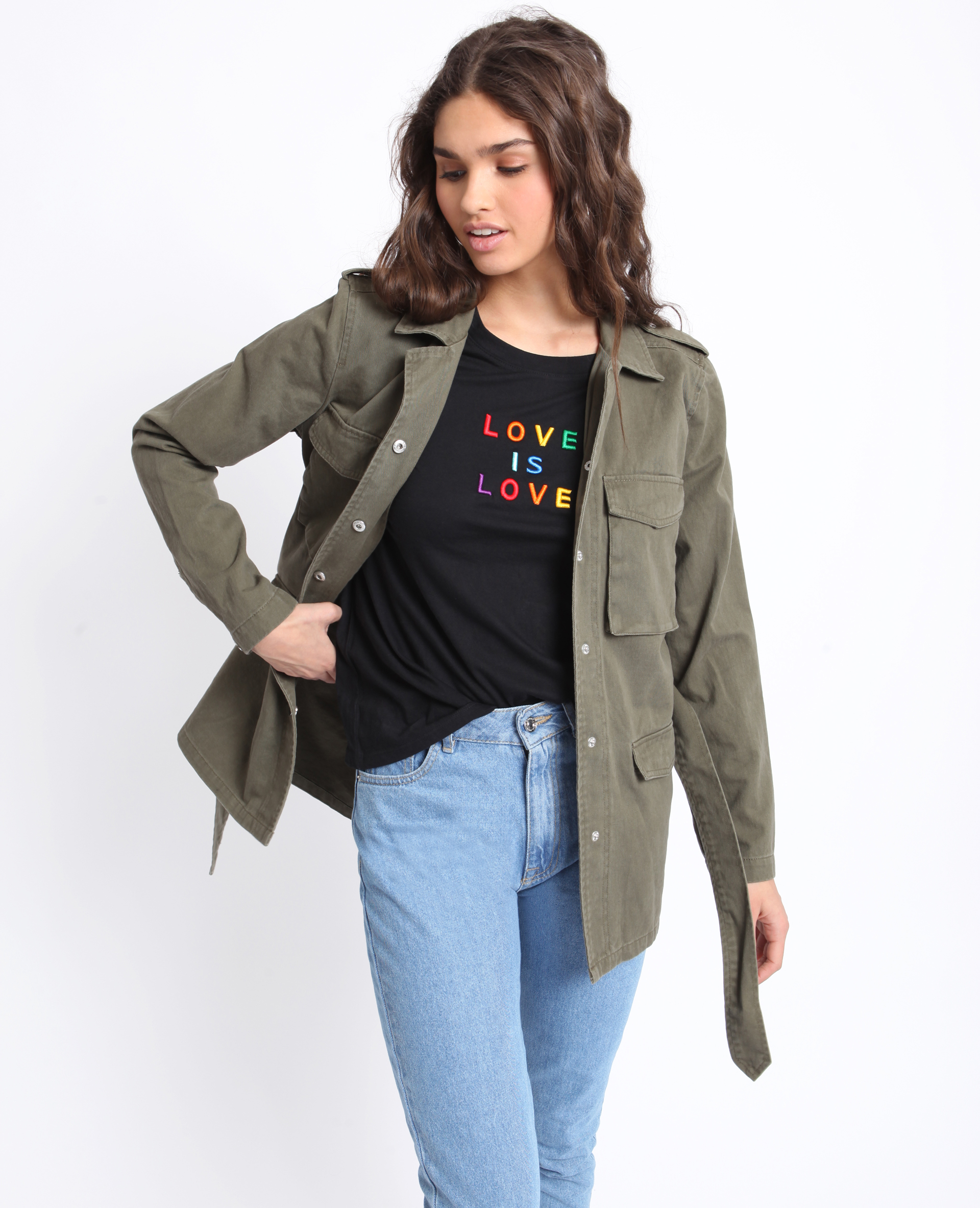 Veste army a ceinture Pimkie