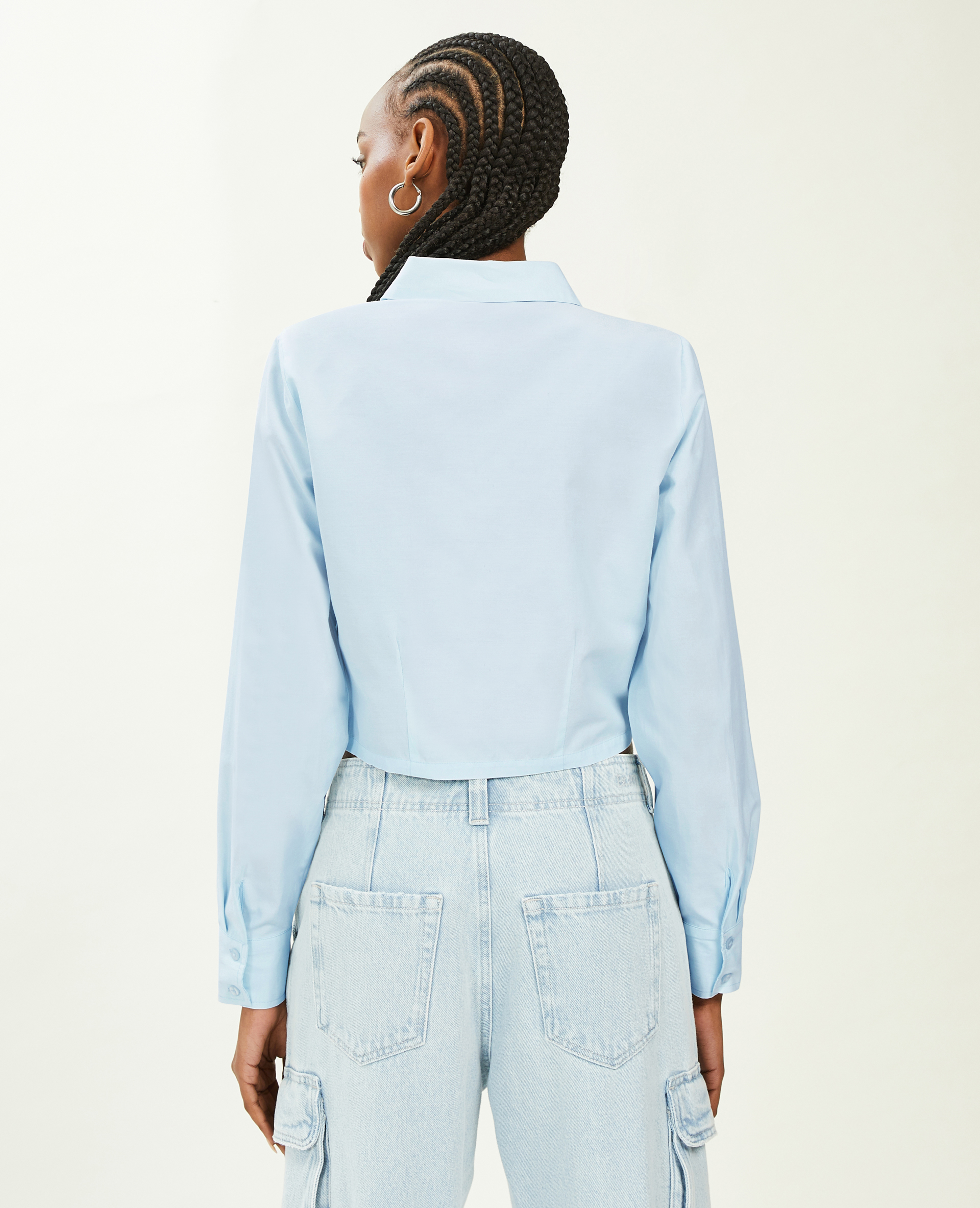 Chemise courte manches longues bleu clair - Pimkie