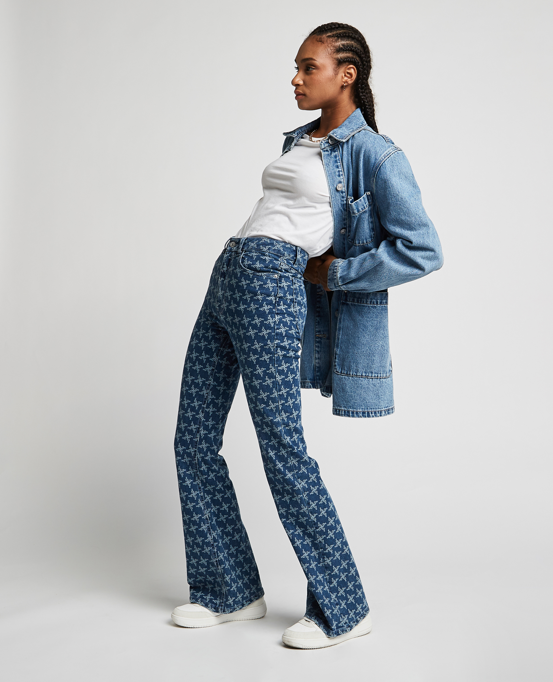 Jean flare taille haute bleu - Pimkie