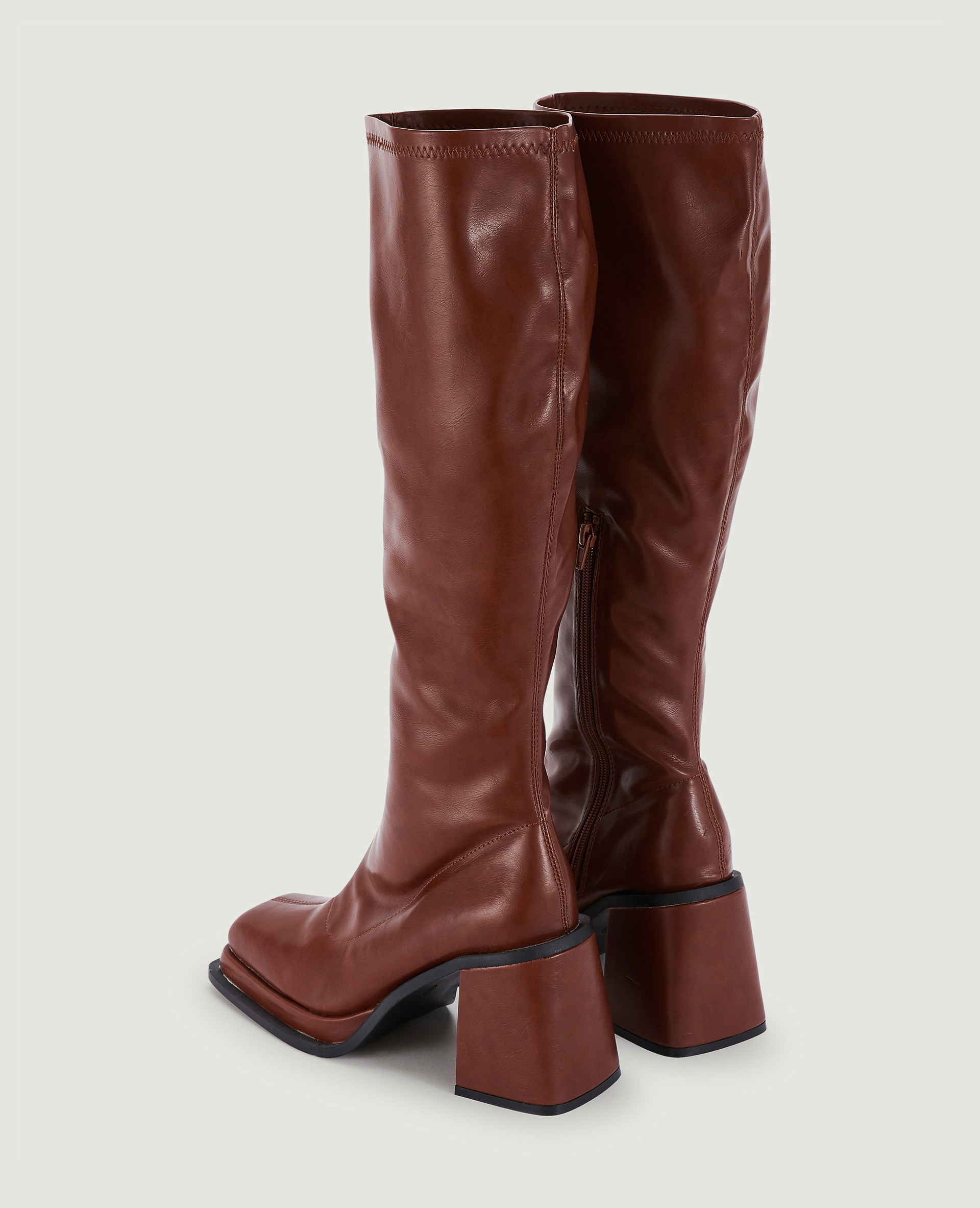 Bottes plateformes bouts carrés marron - Pimkie