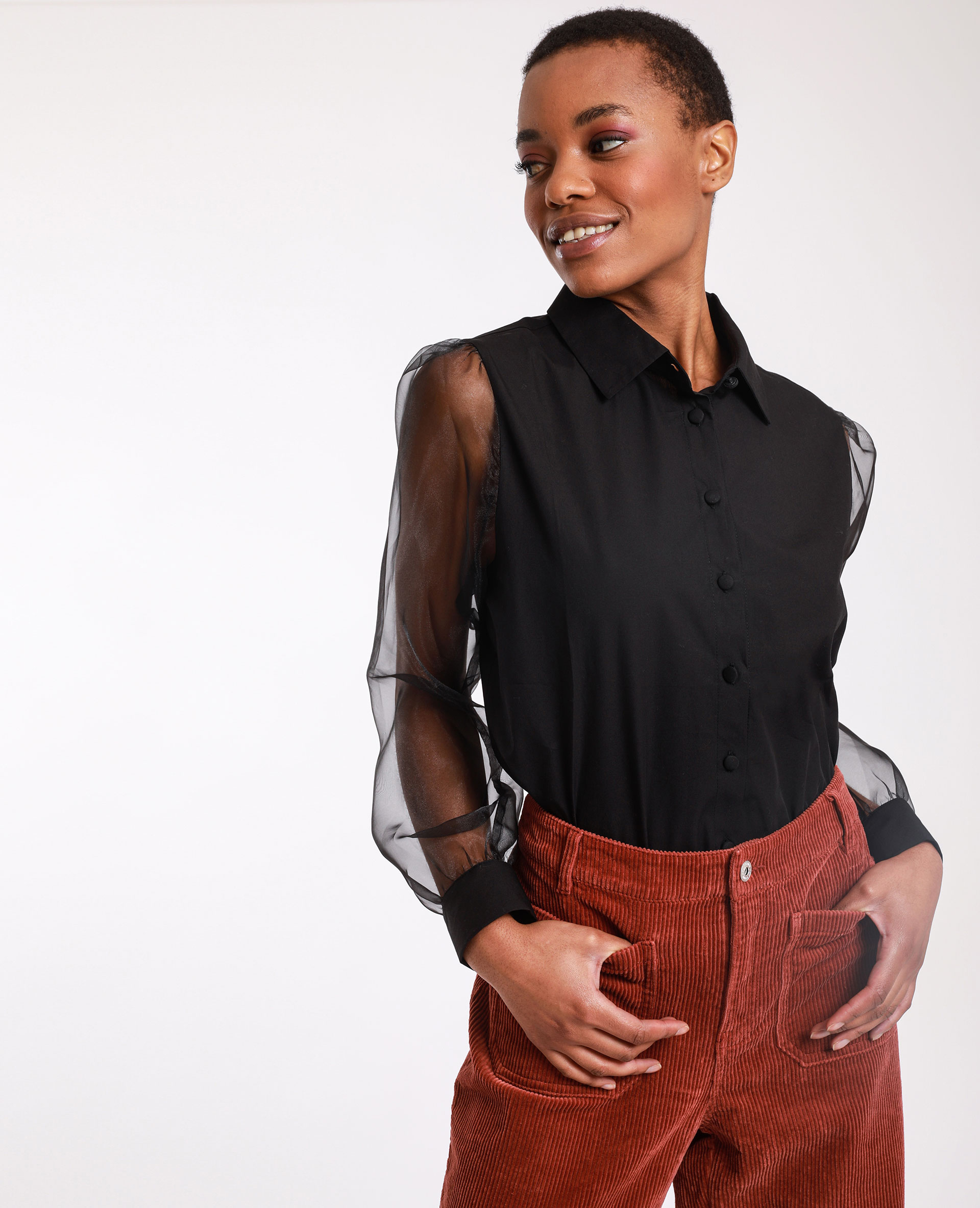 Chemise bi-matière noir - Pimkie