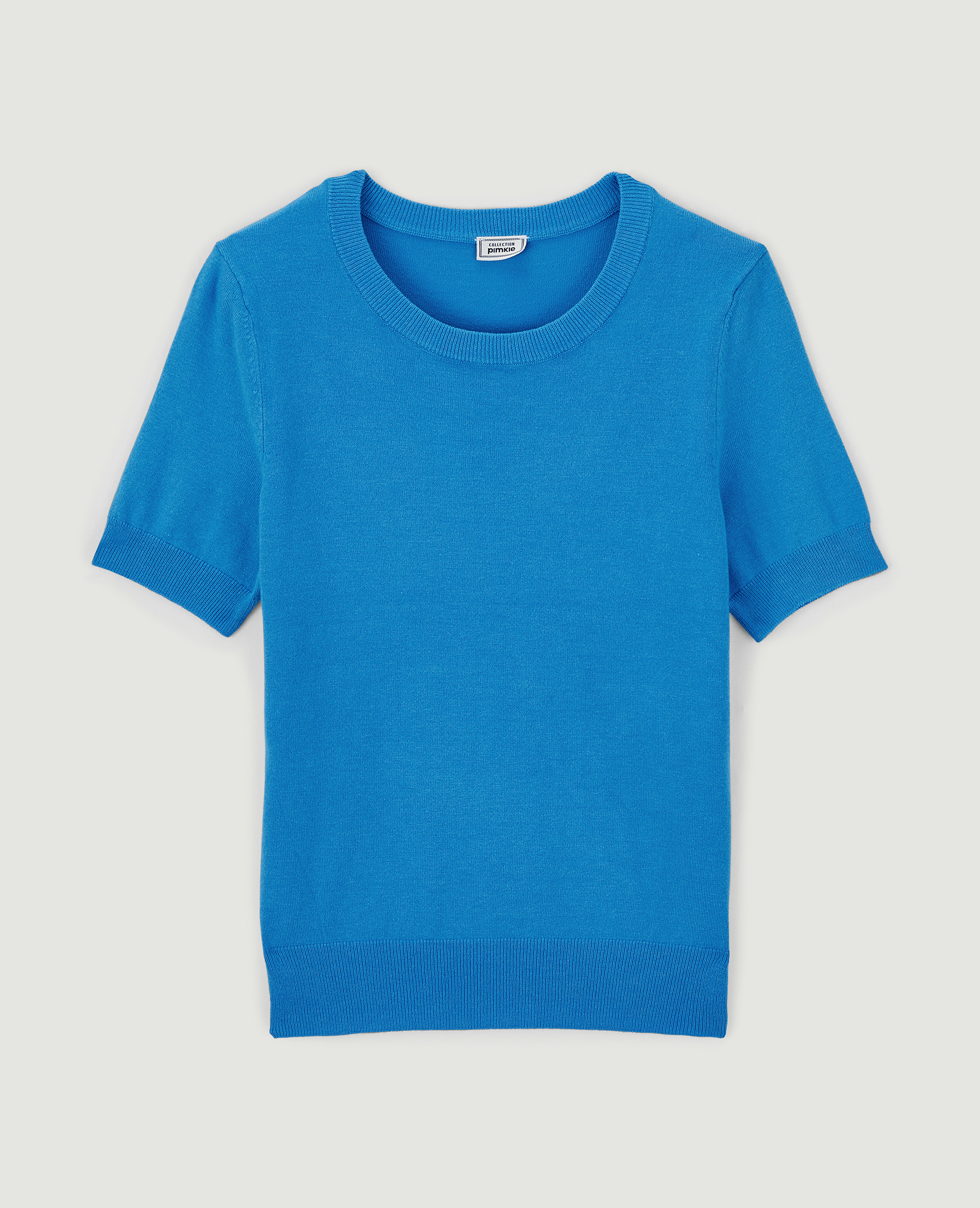 Pull manches courtes en maille fine bleu - Pimkie