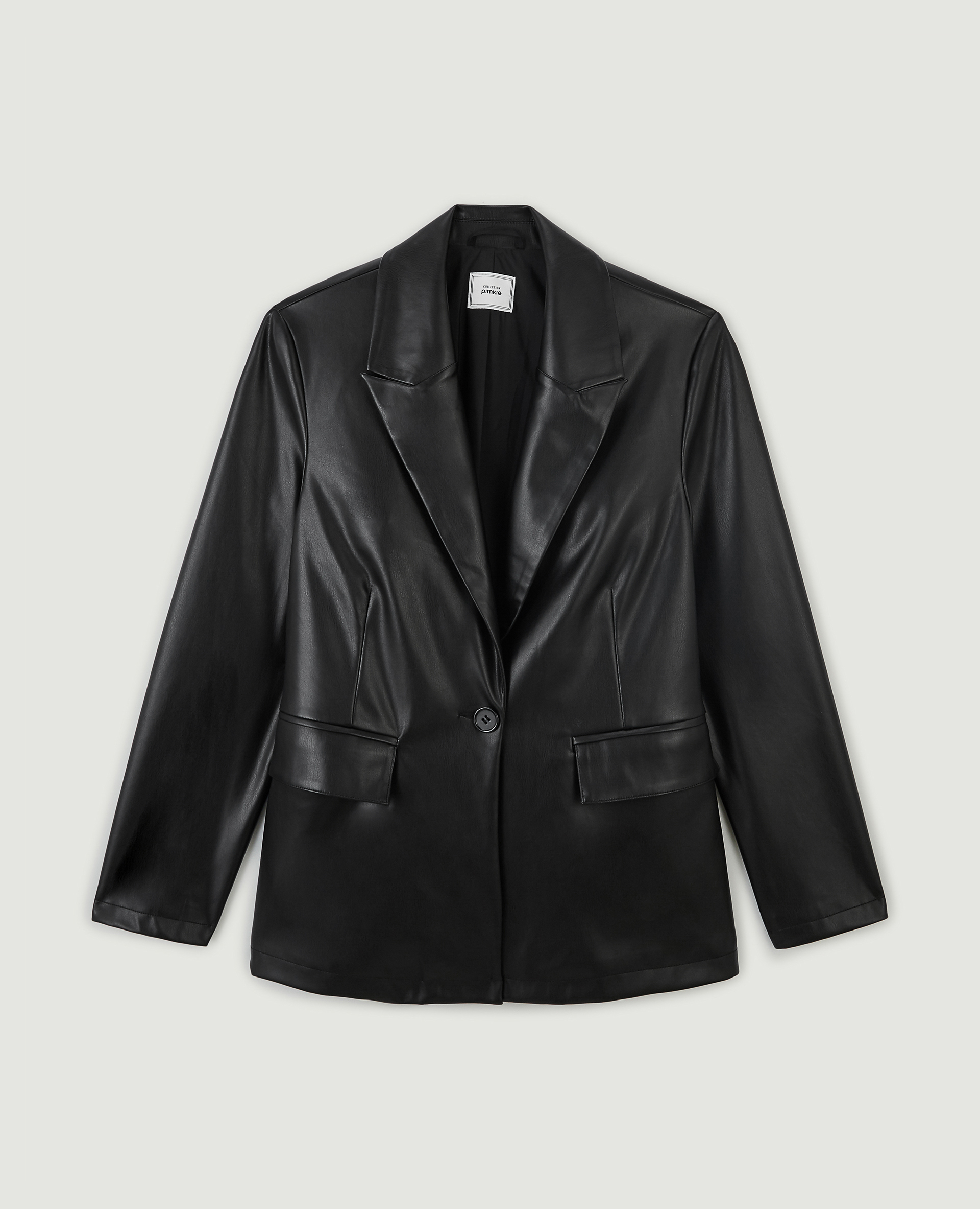 Veste blazer en simili cuir noir - Pimkie