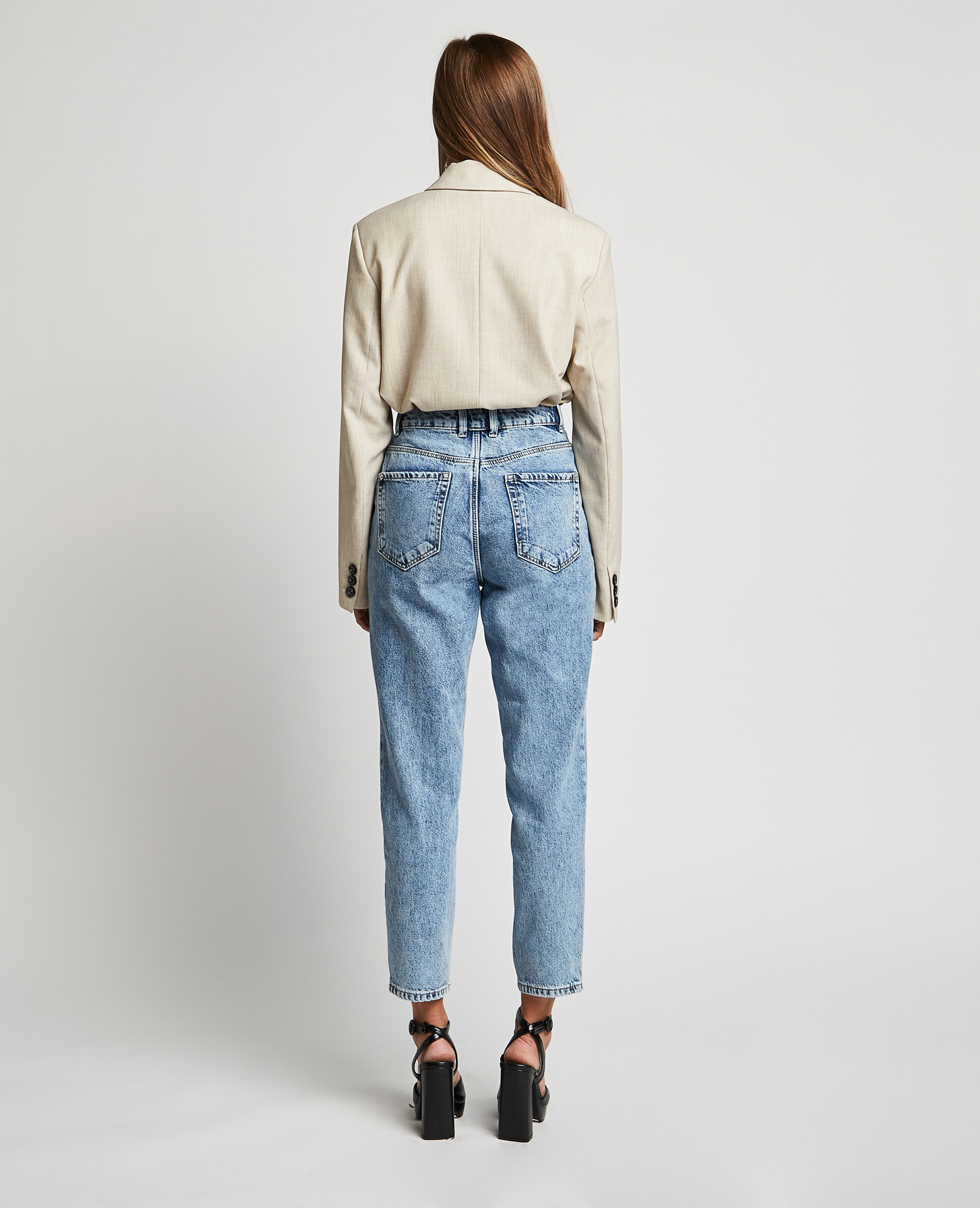 Jean mom taille haute bleu délavé - Pimkie