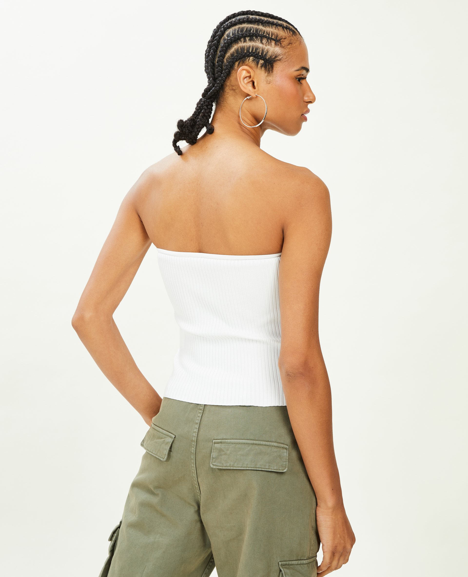 Top bustier en maille côtelée blanc - Pimkie