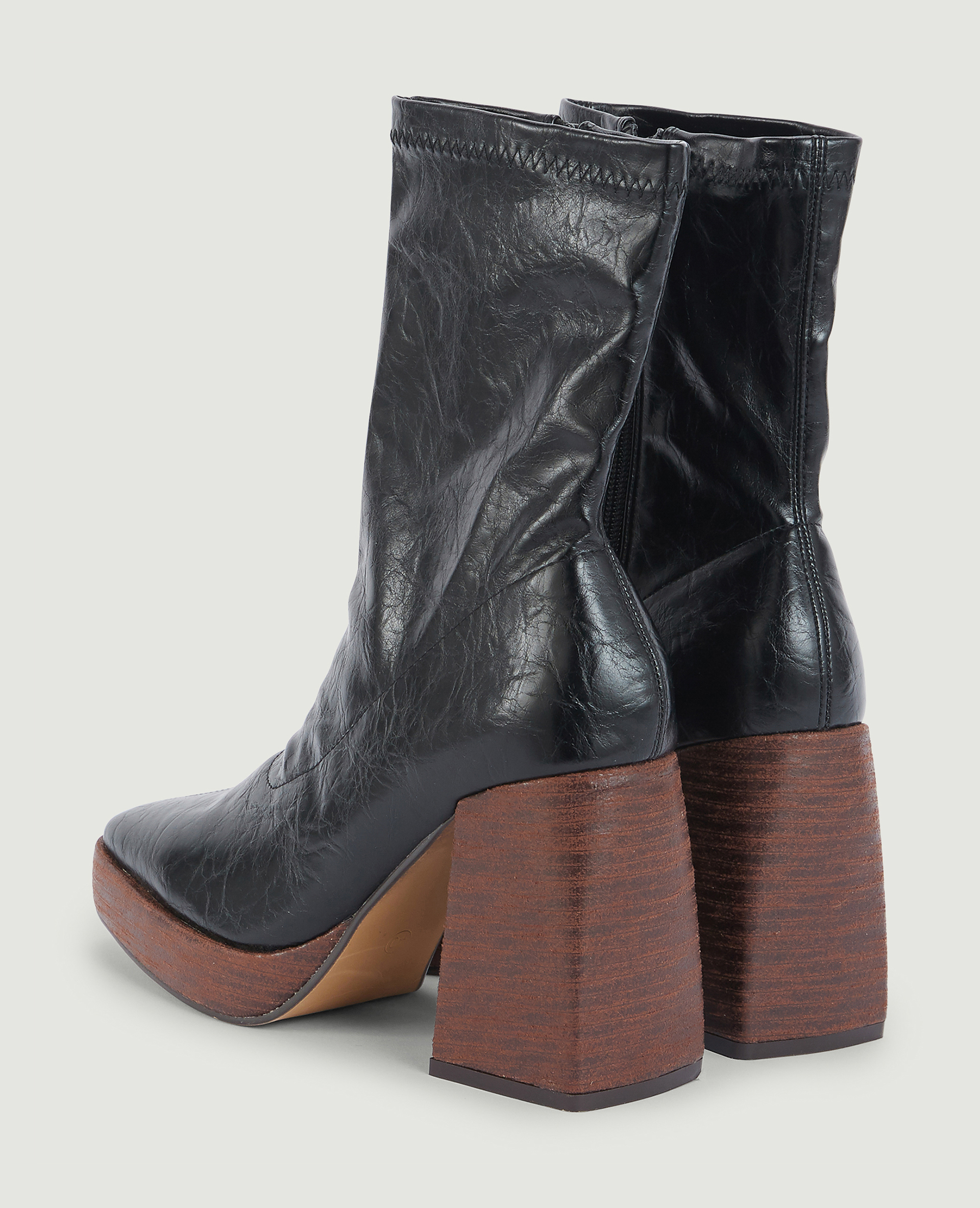 Boots plateforme talons effet bois noir - Pimkie
