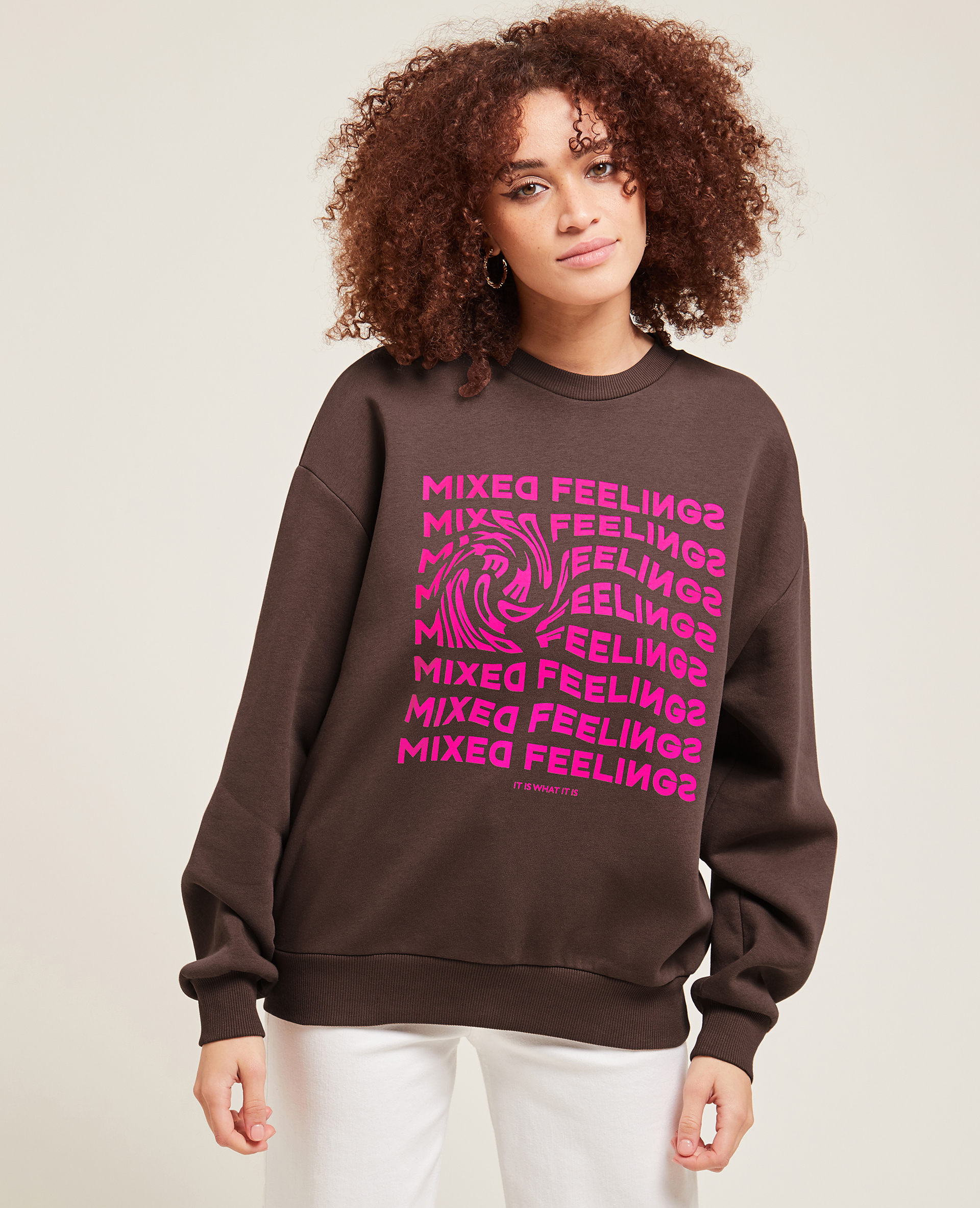 Sweat oversized avec inscription marron - Pimkie