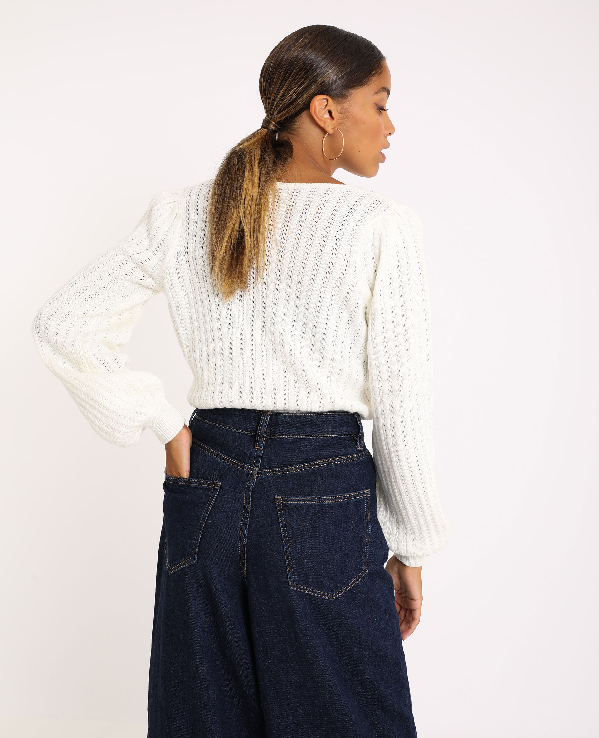 Pull ajouré blanc - Pimkie