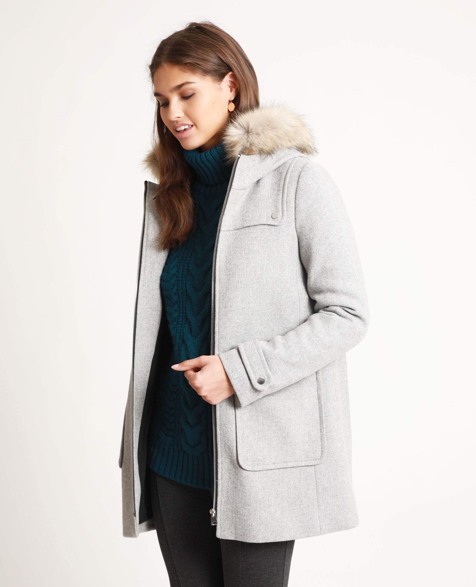 Manteau a discount capuche femme gris