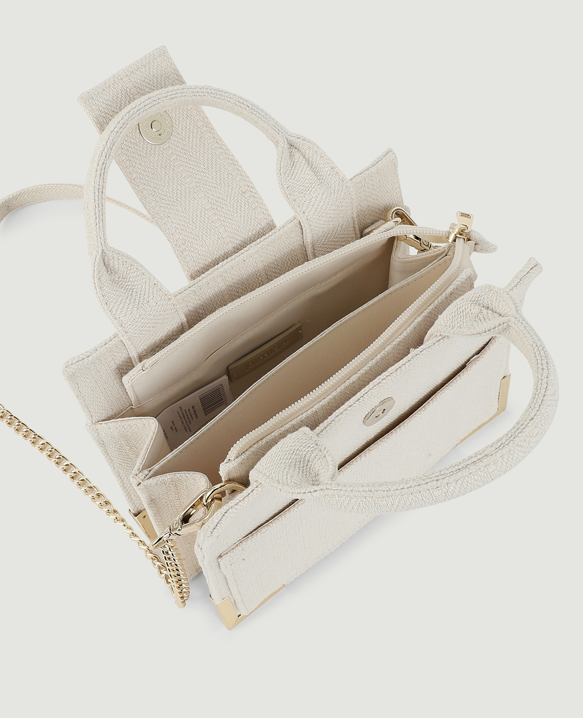 Sac rigide carré en tissu effet lin blanc - Pimkie