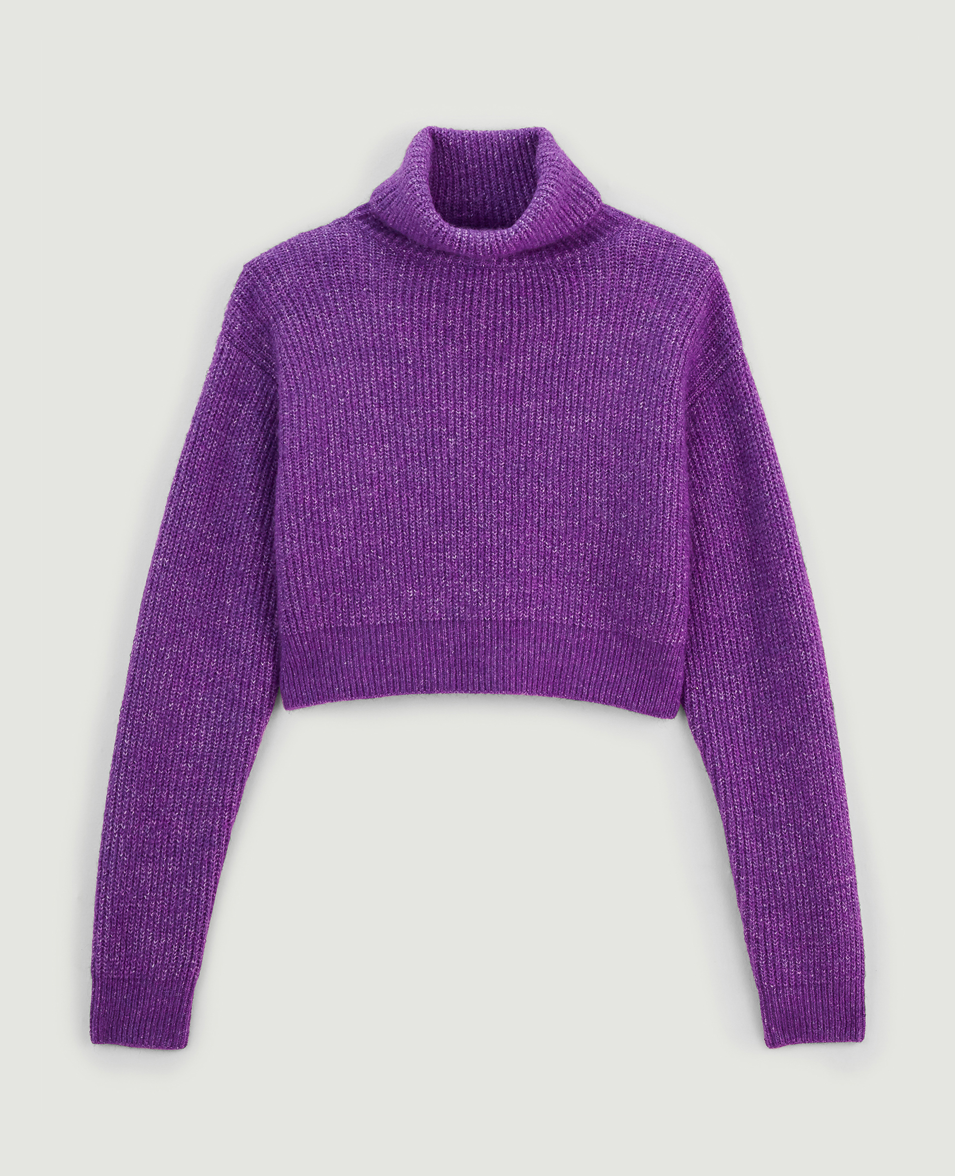 Pull cropped col roulé violet - Pimkie