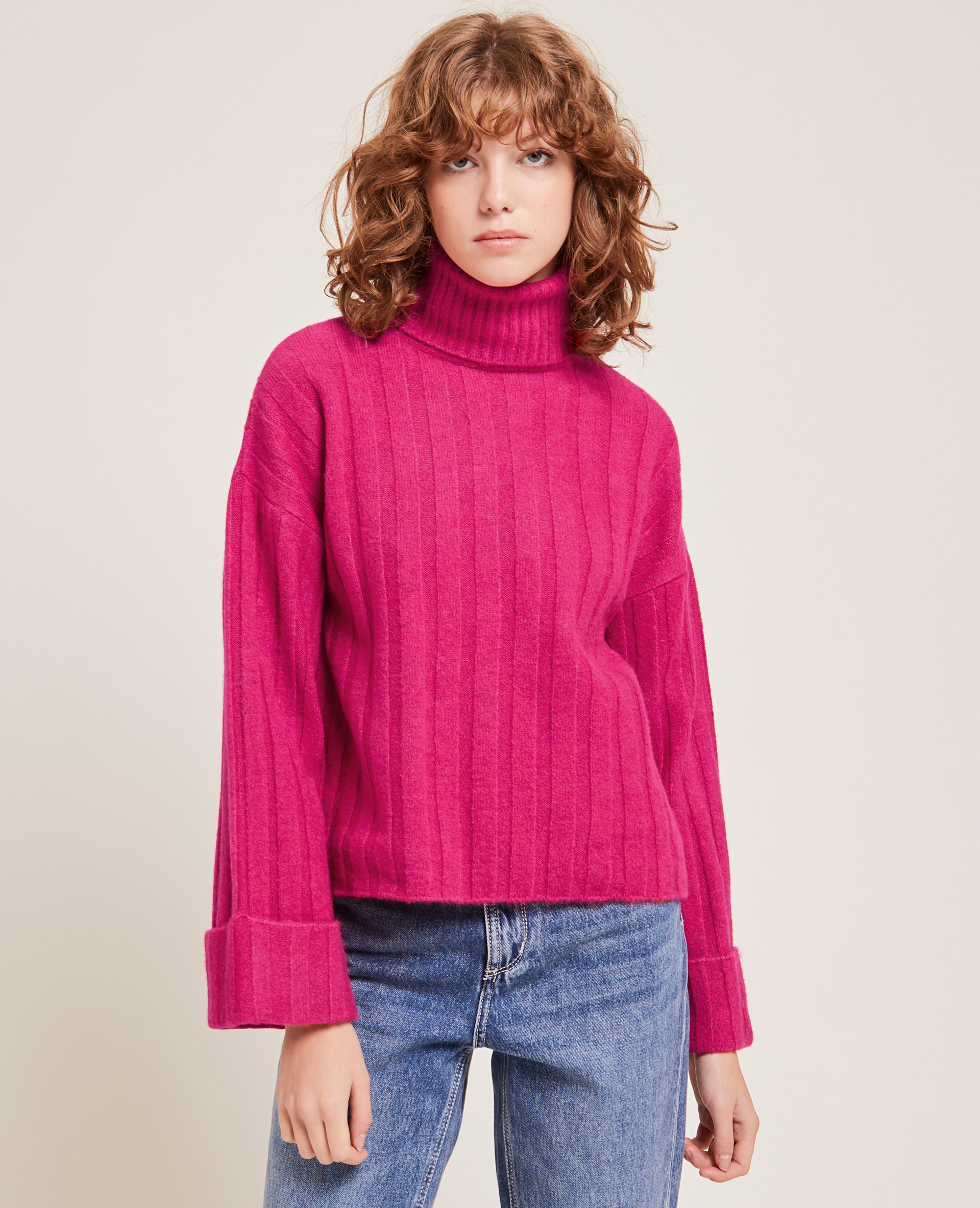 Pull à col roulé rose - Pimkie