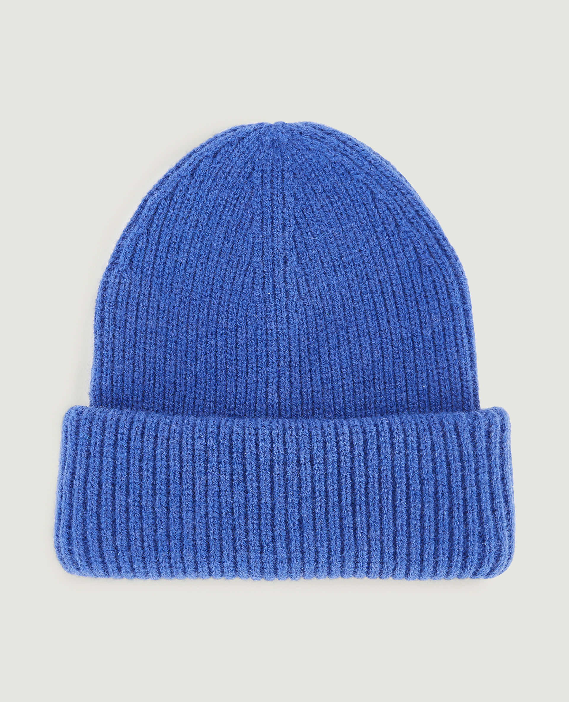 Bonnet en maille grand revers bleu - Pimkie