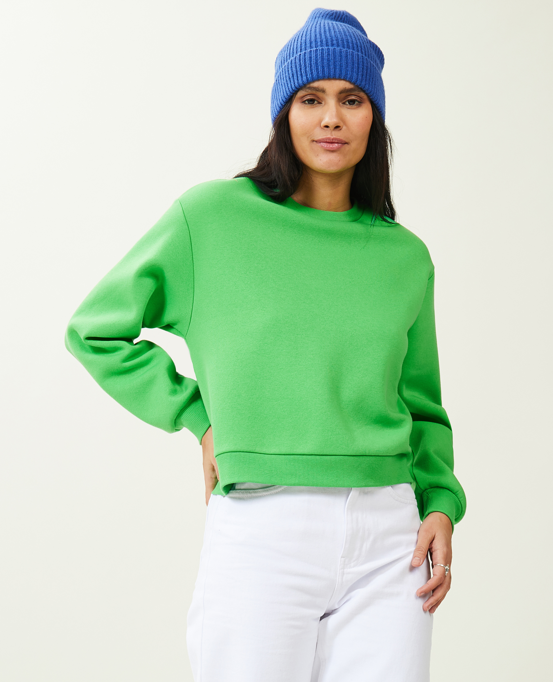 Sweat court col rond vert - Pimkie