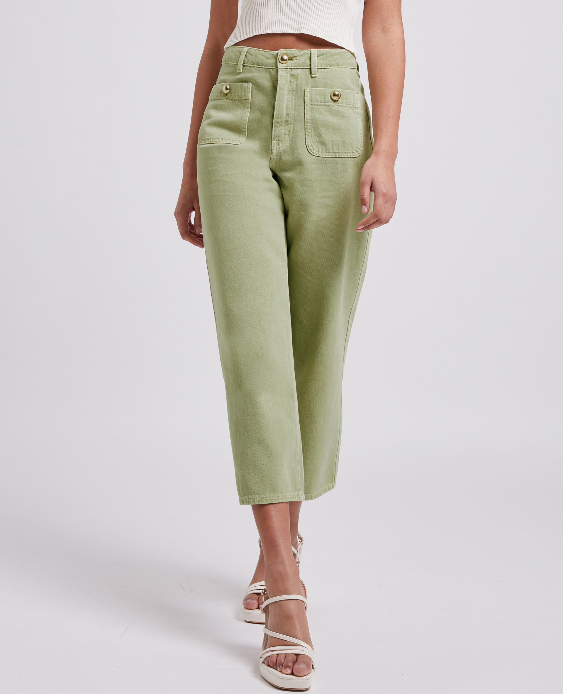 Jean wide taille haute vert de gris - Pimkie