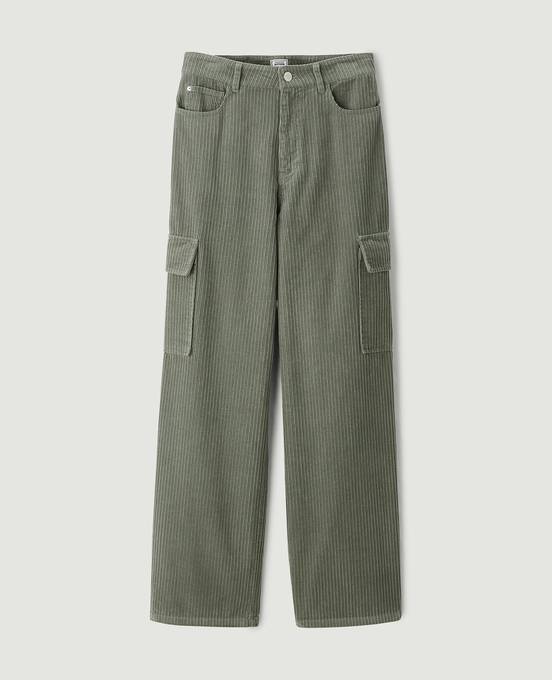 Pantalon cargo en velours vert kaki - Pimkie