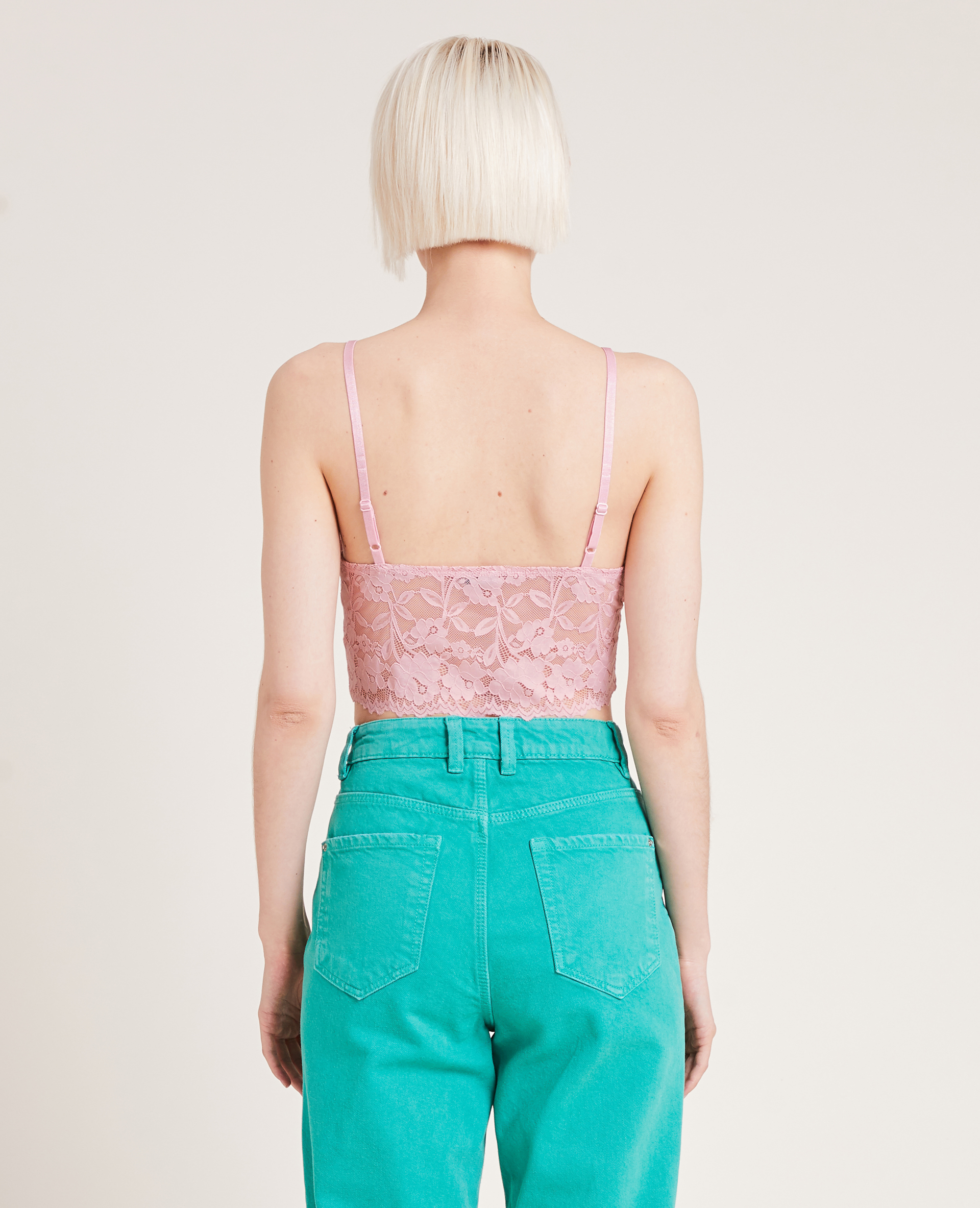 Top court en dentelle rose - Pimkie