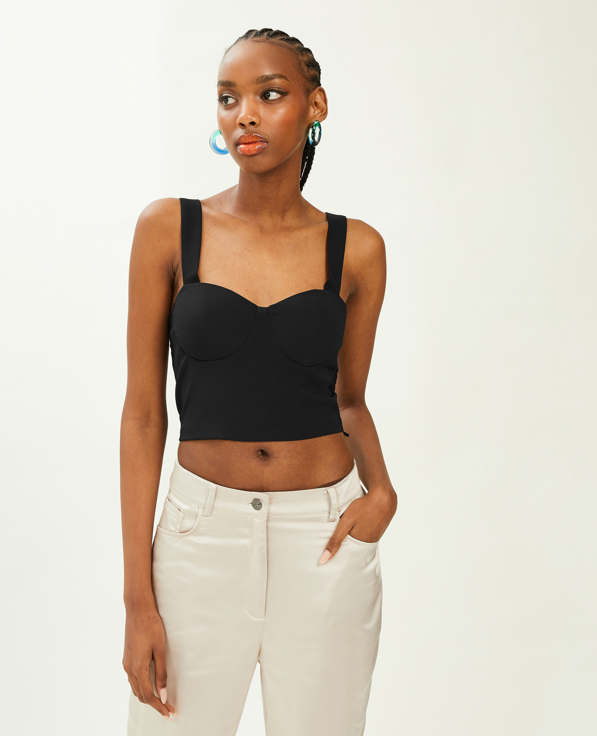 Top brassière larges bretelles noir - Pimkie