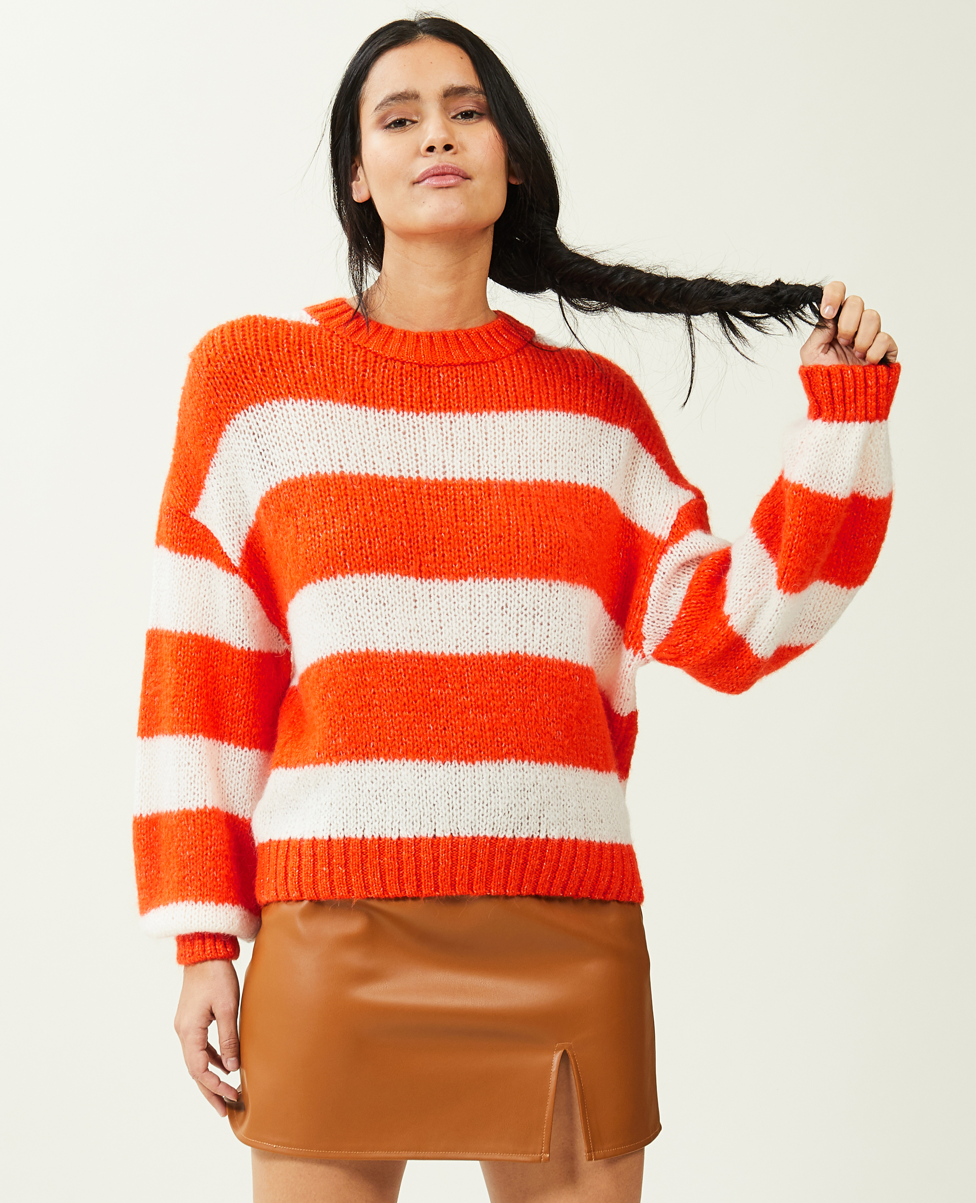 Pull col rond orange - Pimkie
