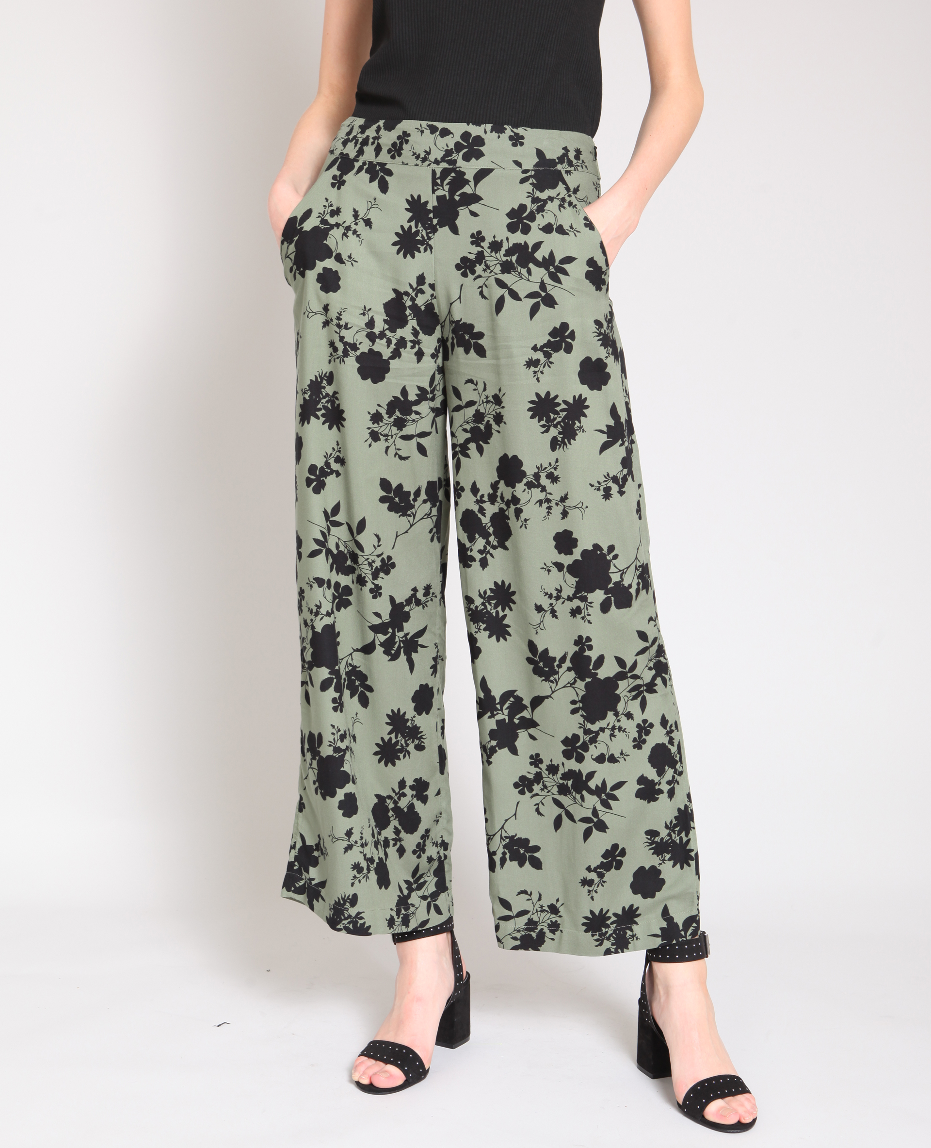 Pantalon large fleurs shop