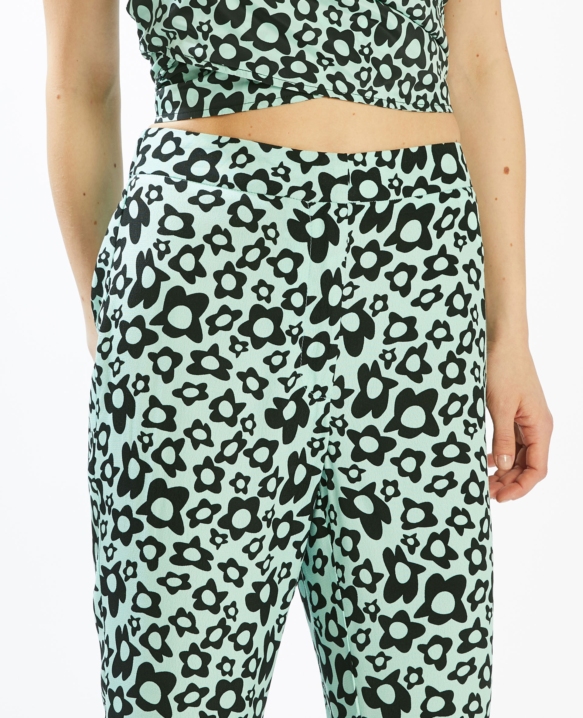 Pantalon flare taille haute SMALL bleu turquoise - Pimkie