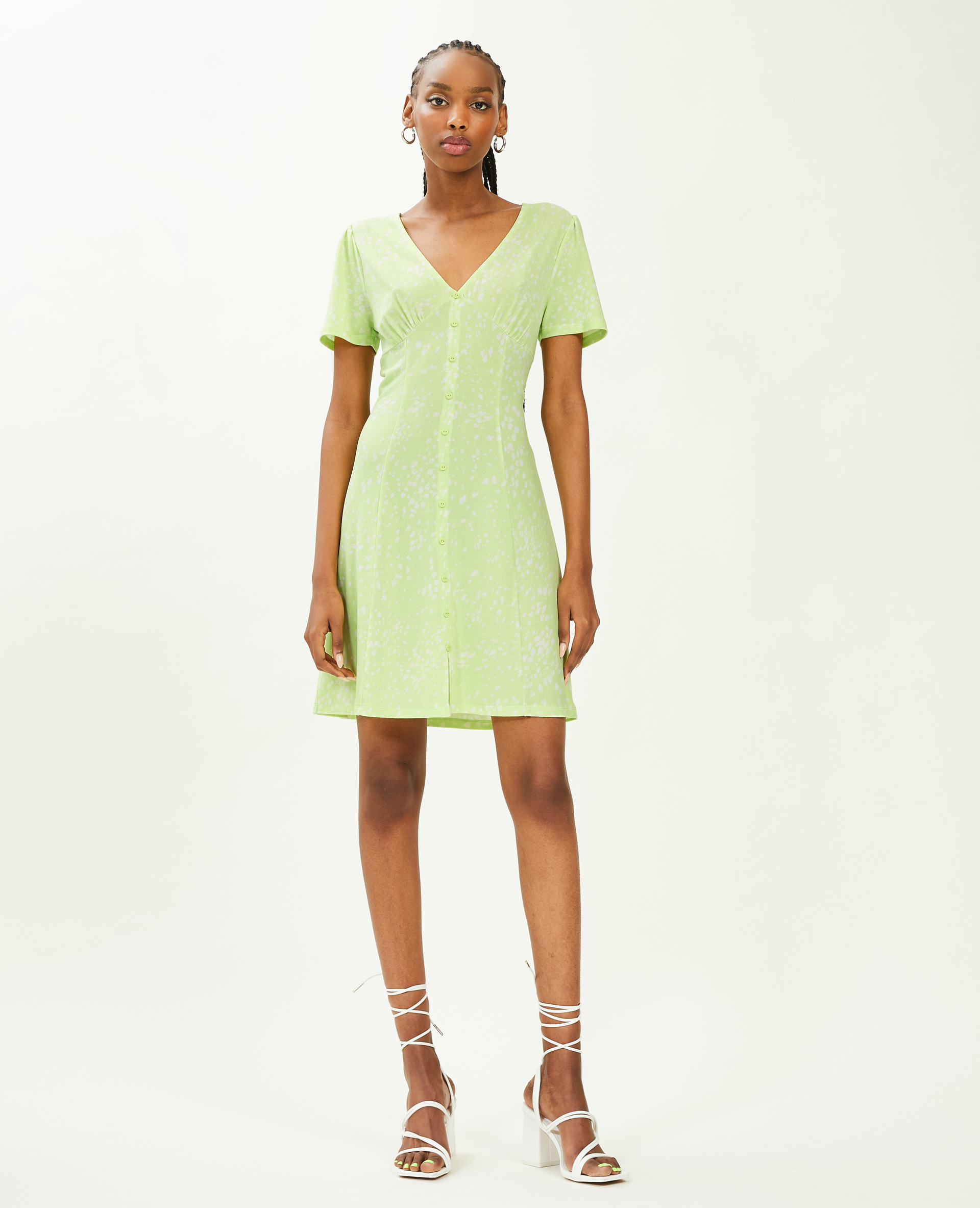 Robe courte avec boutons vert - Pimkie