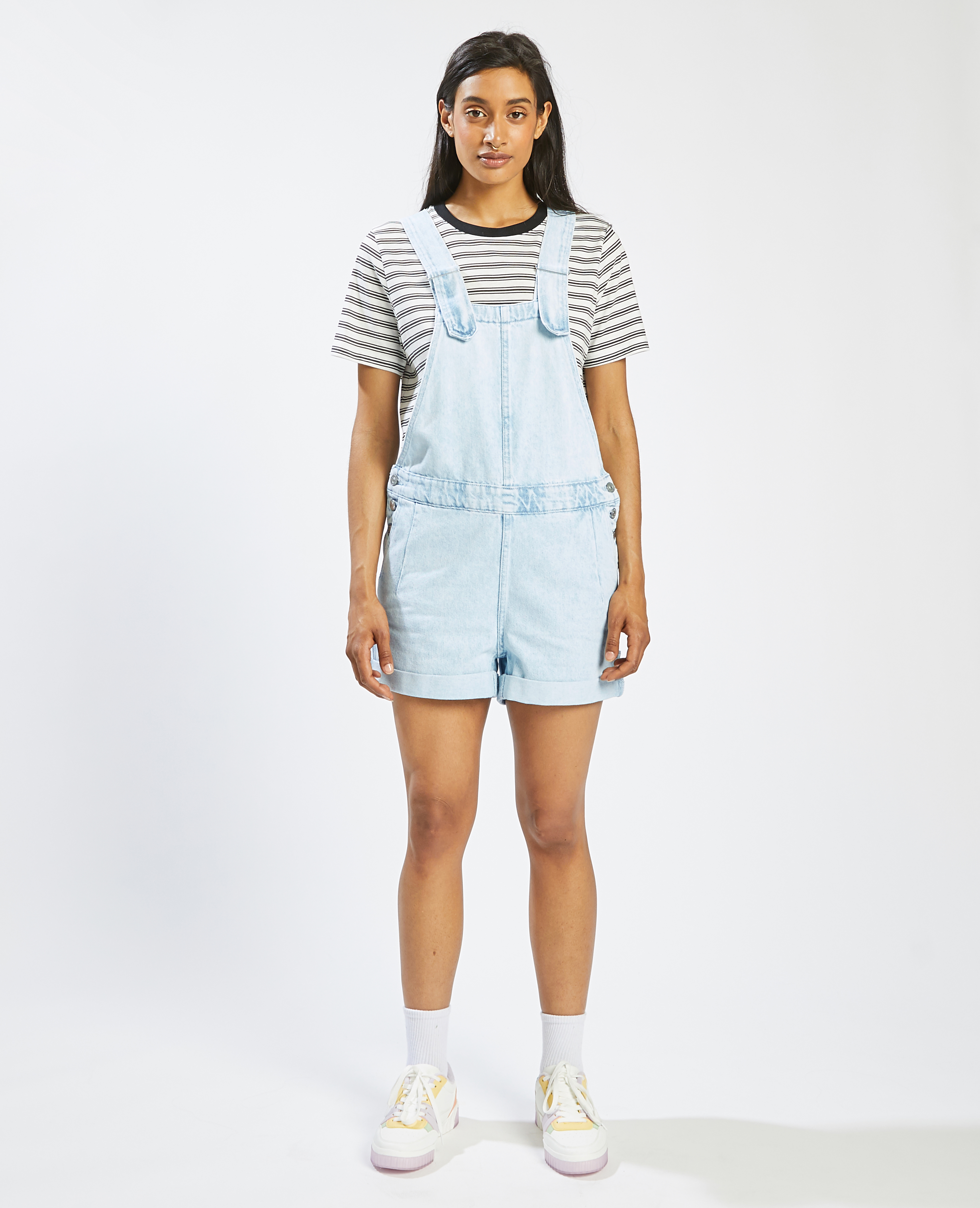 Salopette-short en jean bleu clair - Pimkie