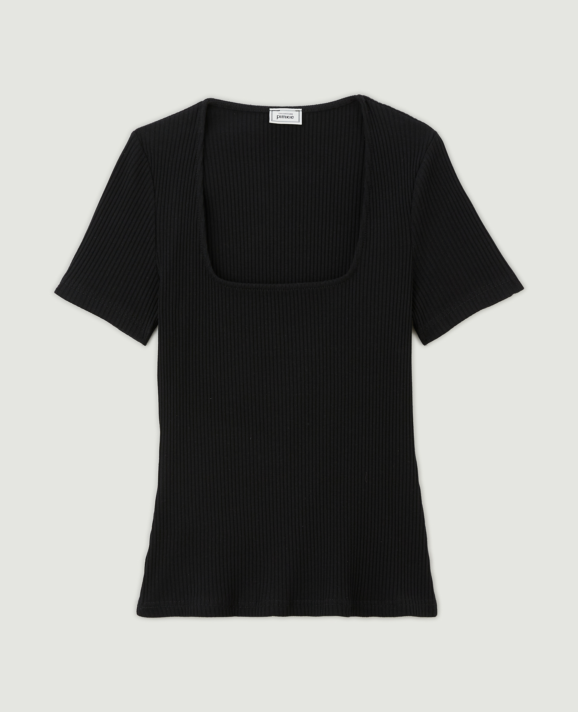 Top encolure carrée maille côtelée noir - Pimkie