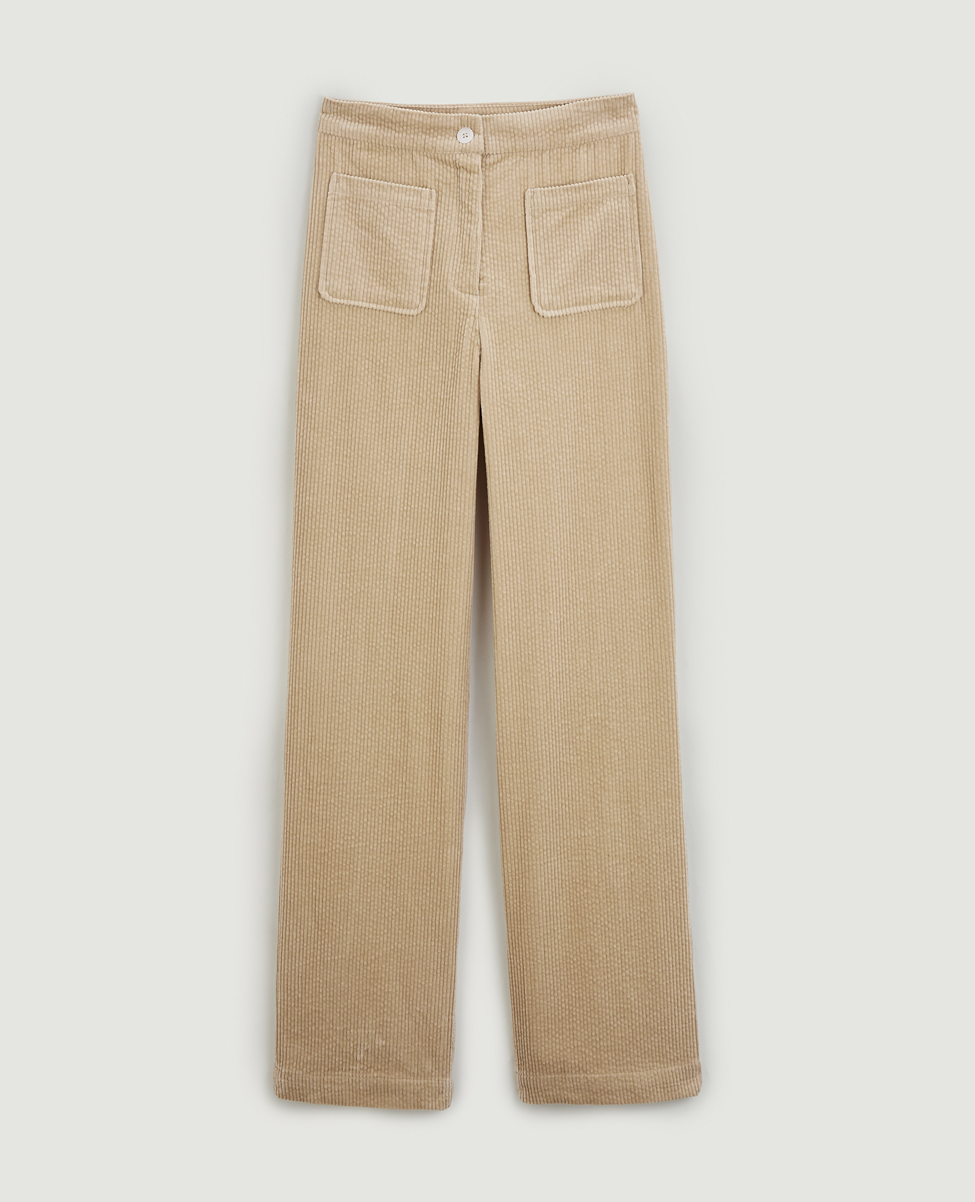 Pantalon droit en velours côtelé taupe - Pimkie