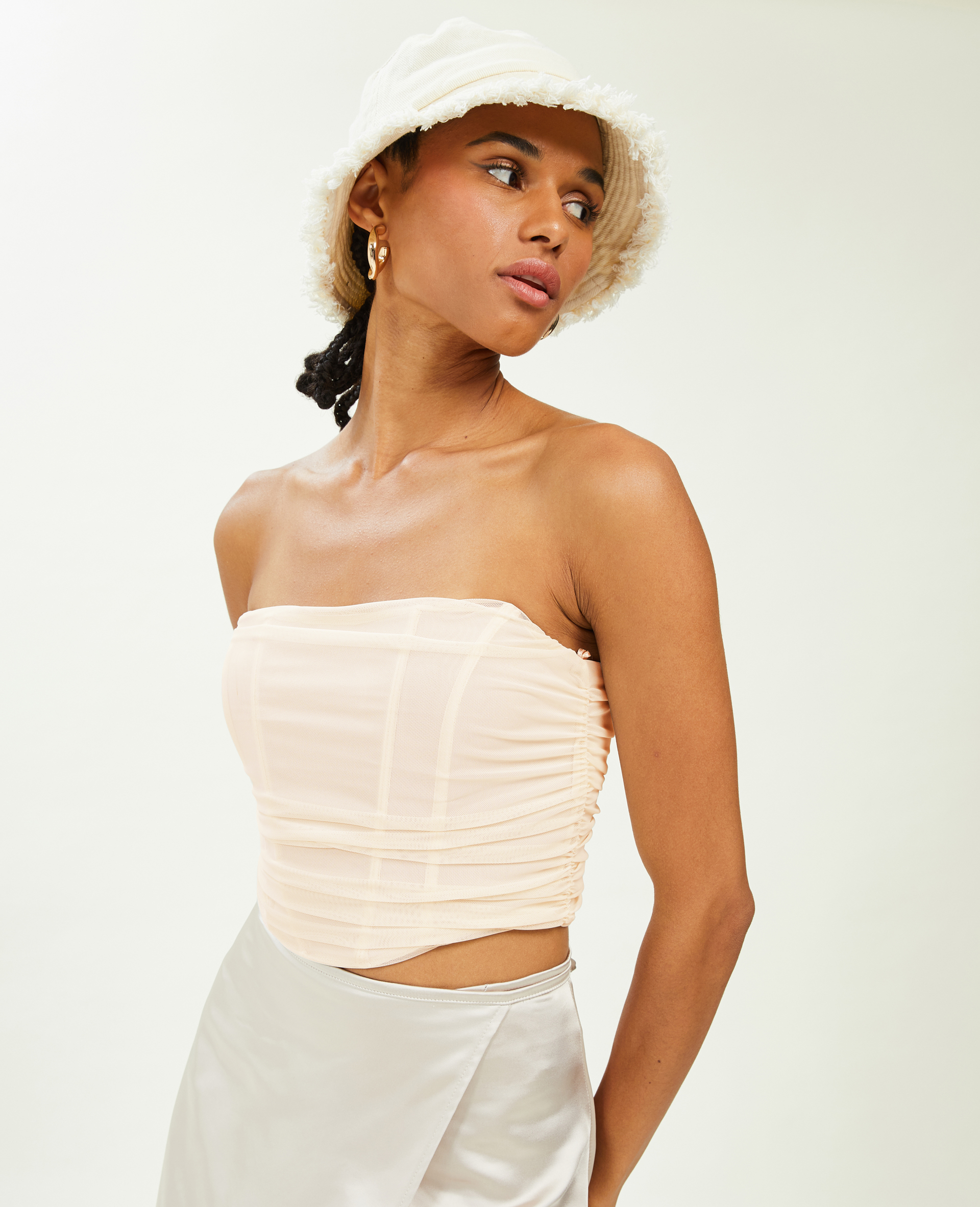 Corset bustier avec micro-mesh beige - Pimkie