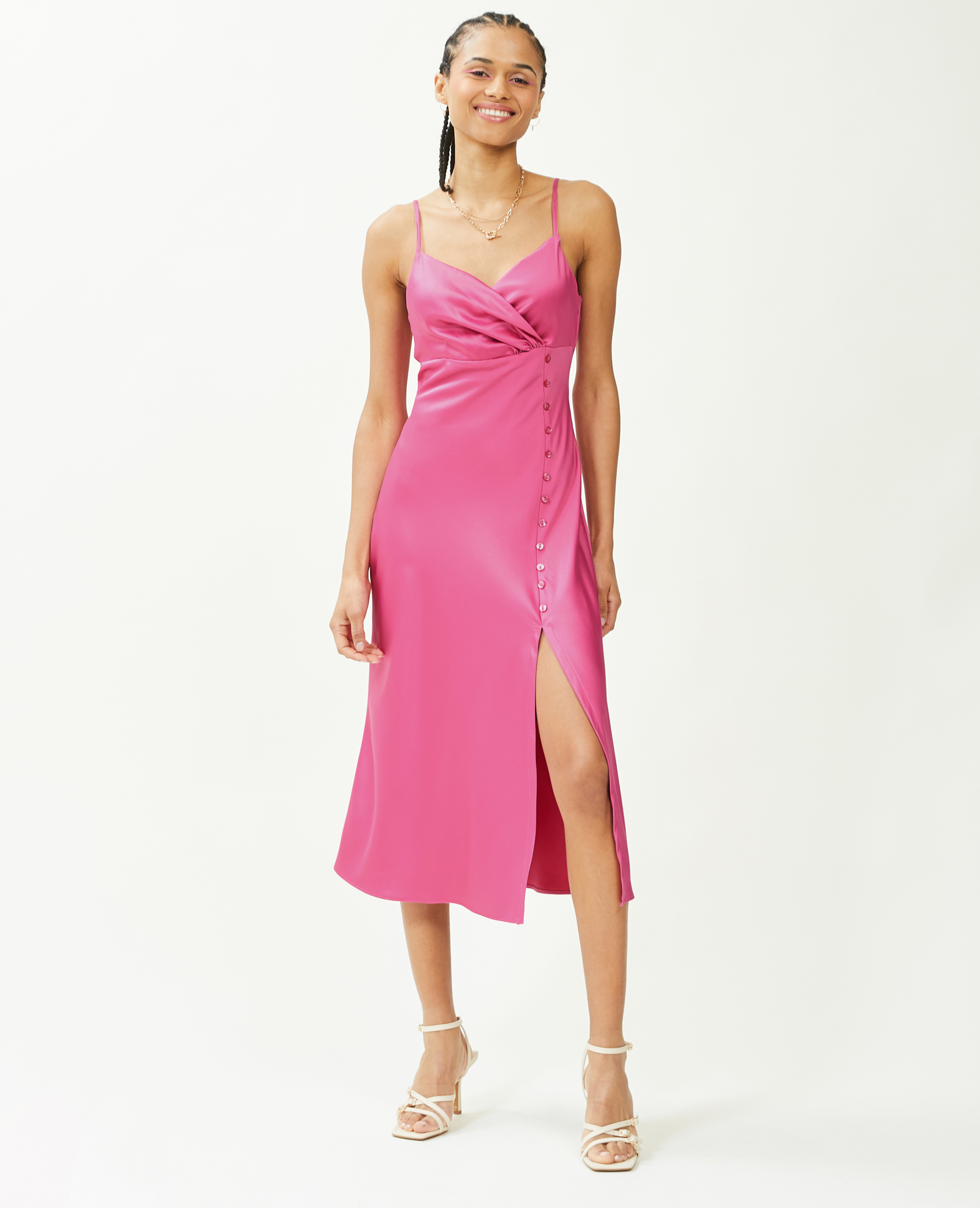 Robe longue satinée