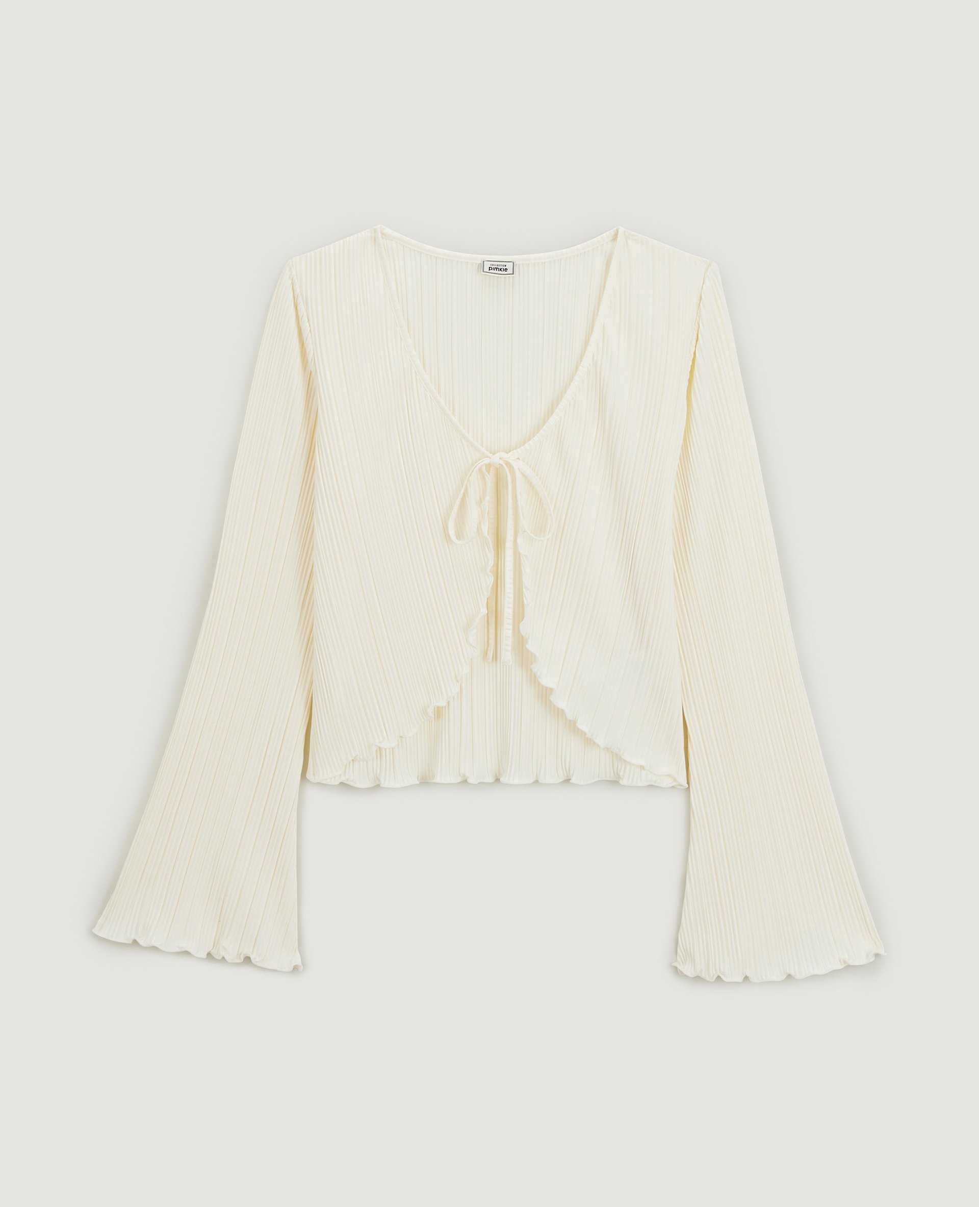Top à nouer en maille plissée beige - Pimkie