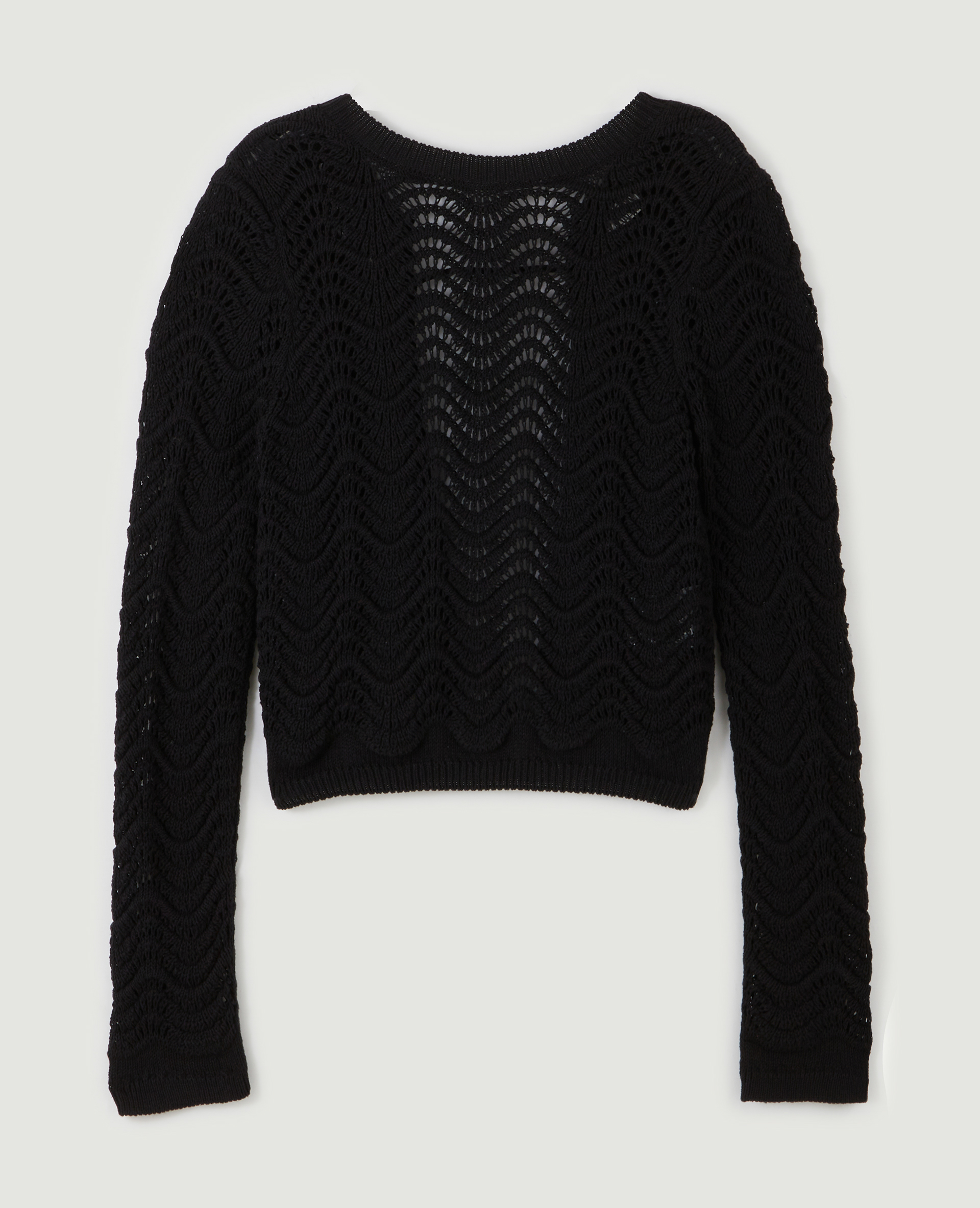 Pull dos-nu en maille ajourée noir - Pimkie