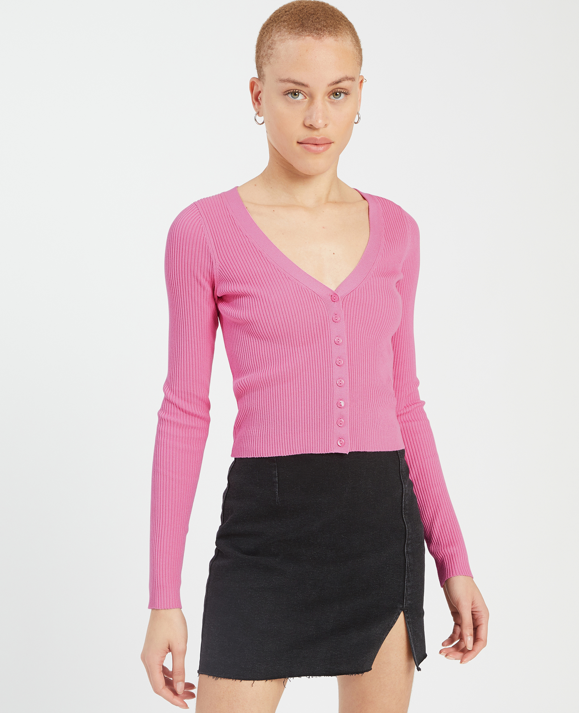 gilet court rose poudré