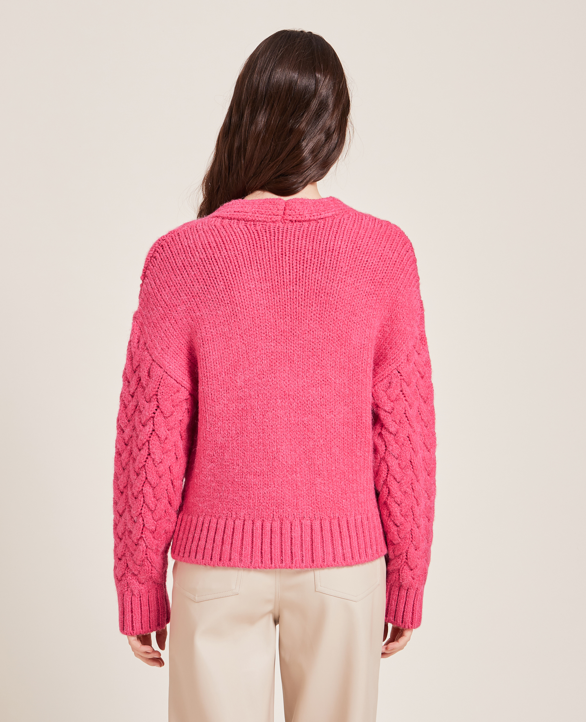 Gilet maille fantaisie bouton perles rose - Pimkie