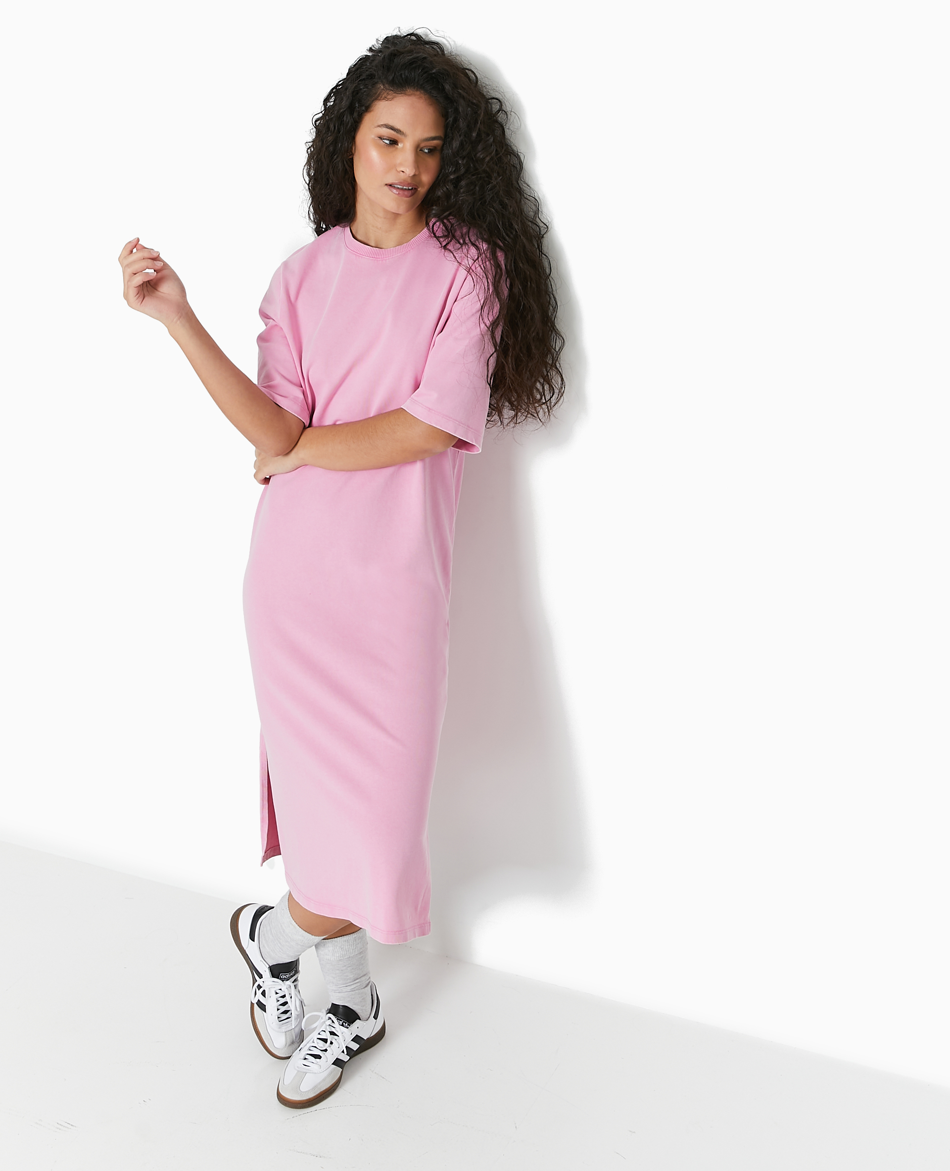 Robe t shirt mi longue delavee acid wash Pimkie