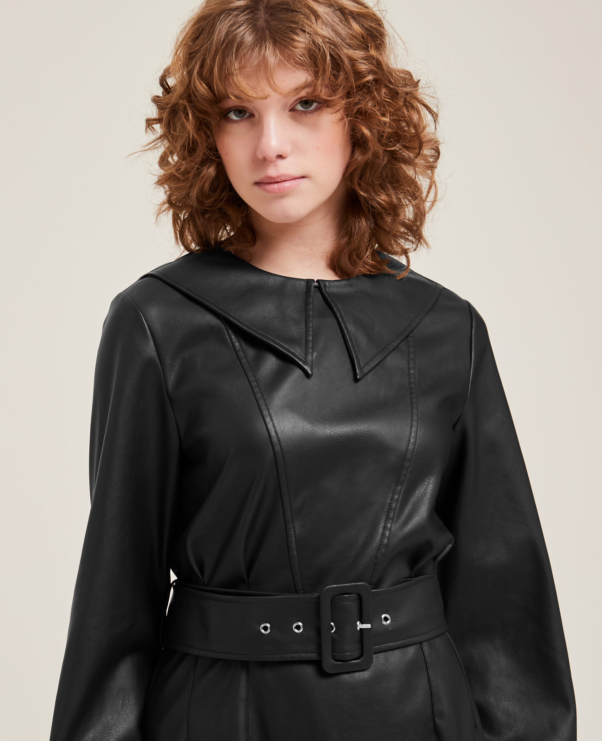 Robe en simili cuir noir - Pimkie