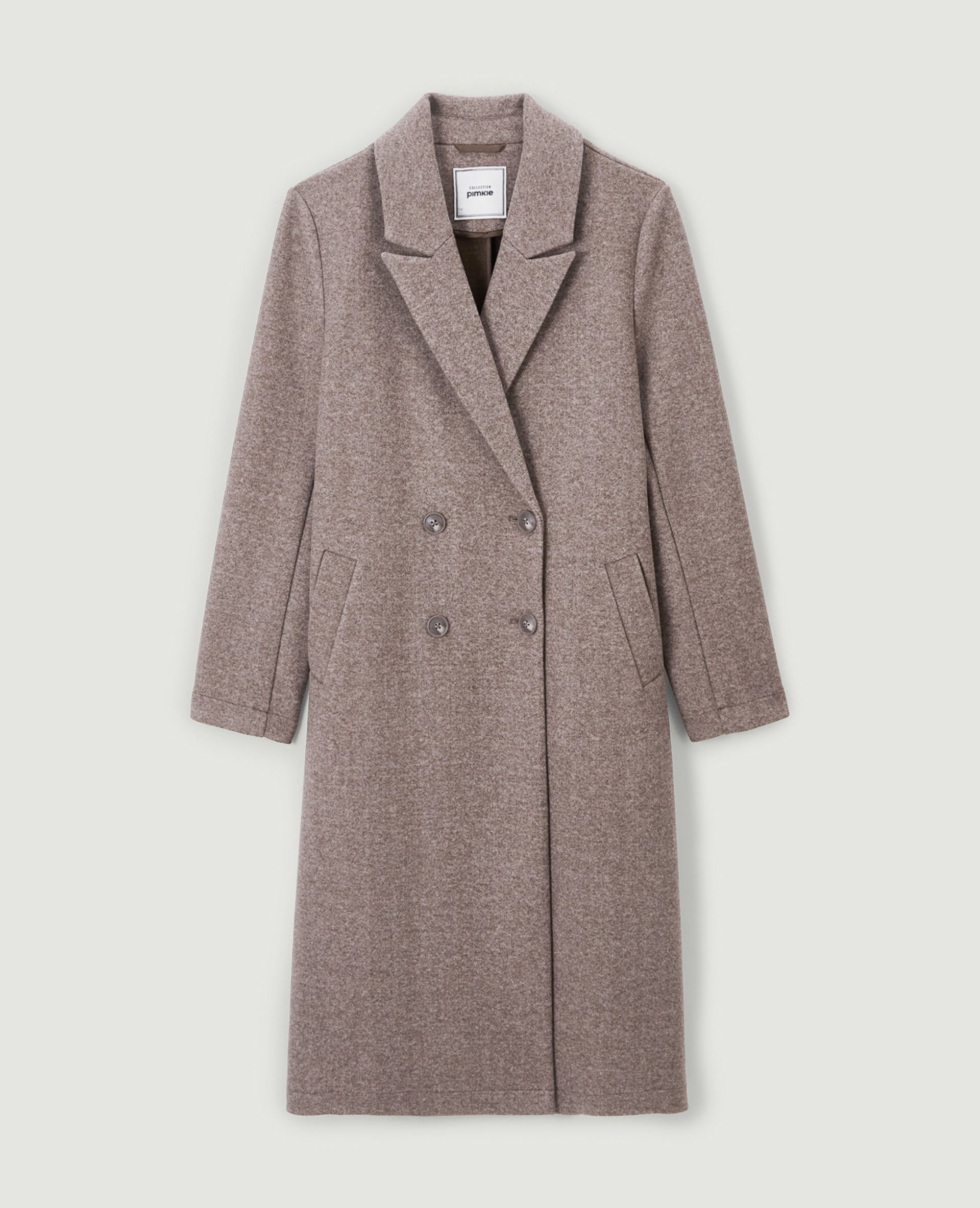 Manteau long effet drap de laine marron - Pimkie