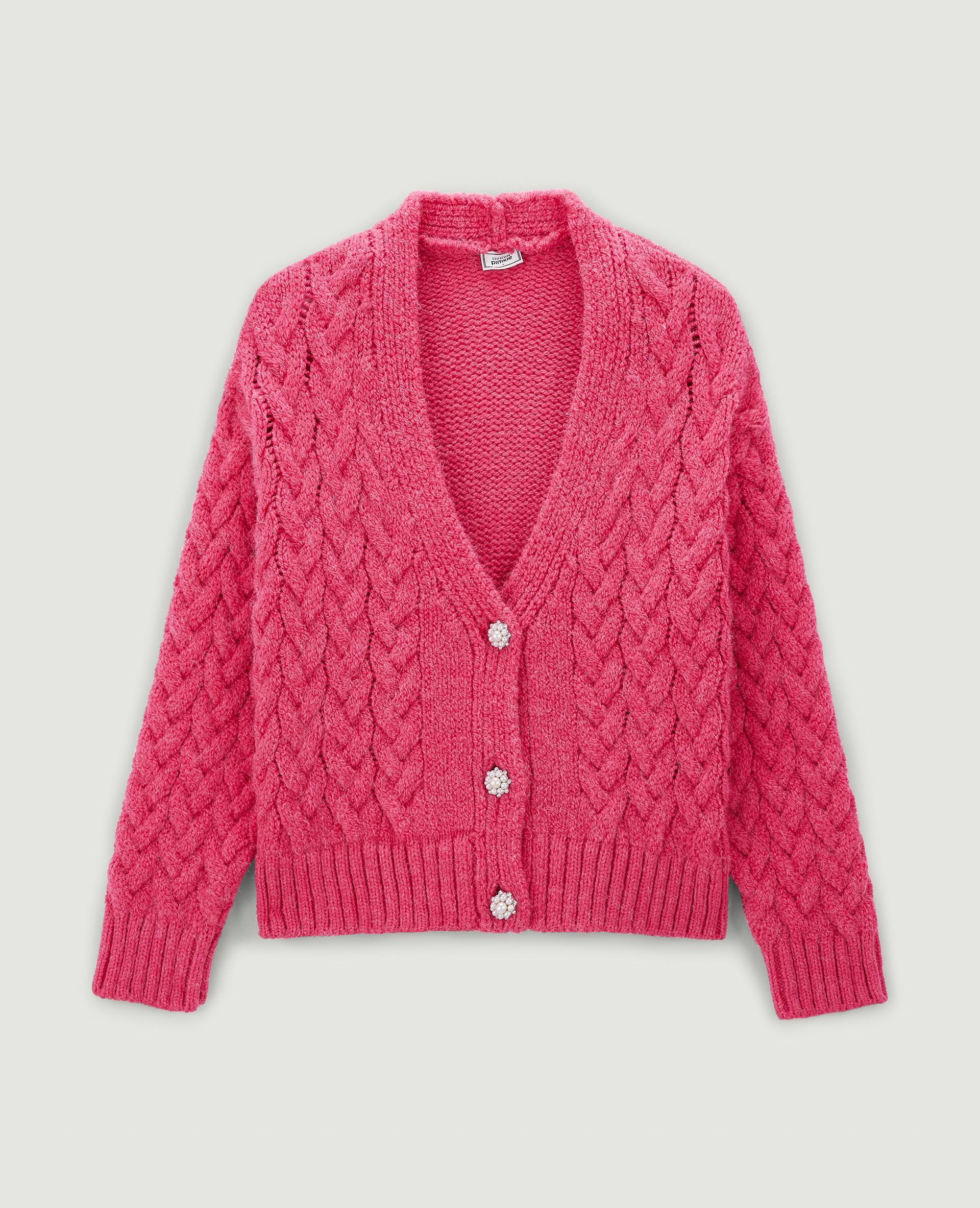 Gilet maille fantaisie bouton perles rose - Pimkie
