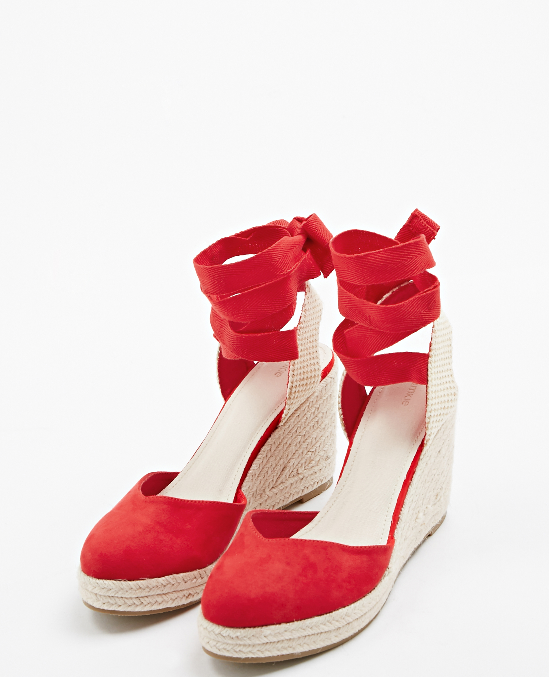 sandales compensées rouge femme