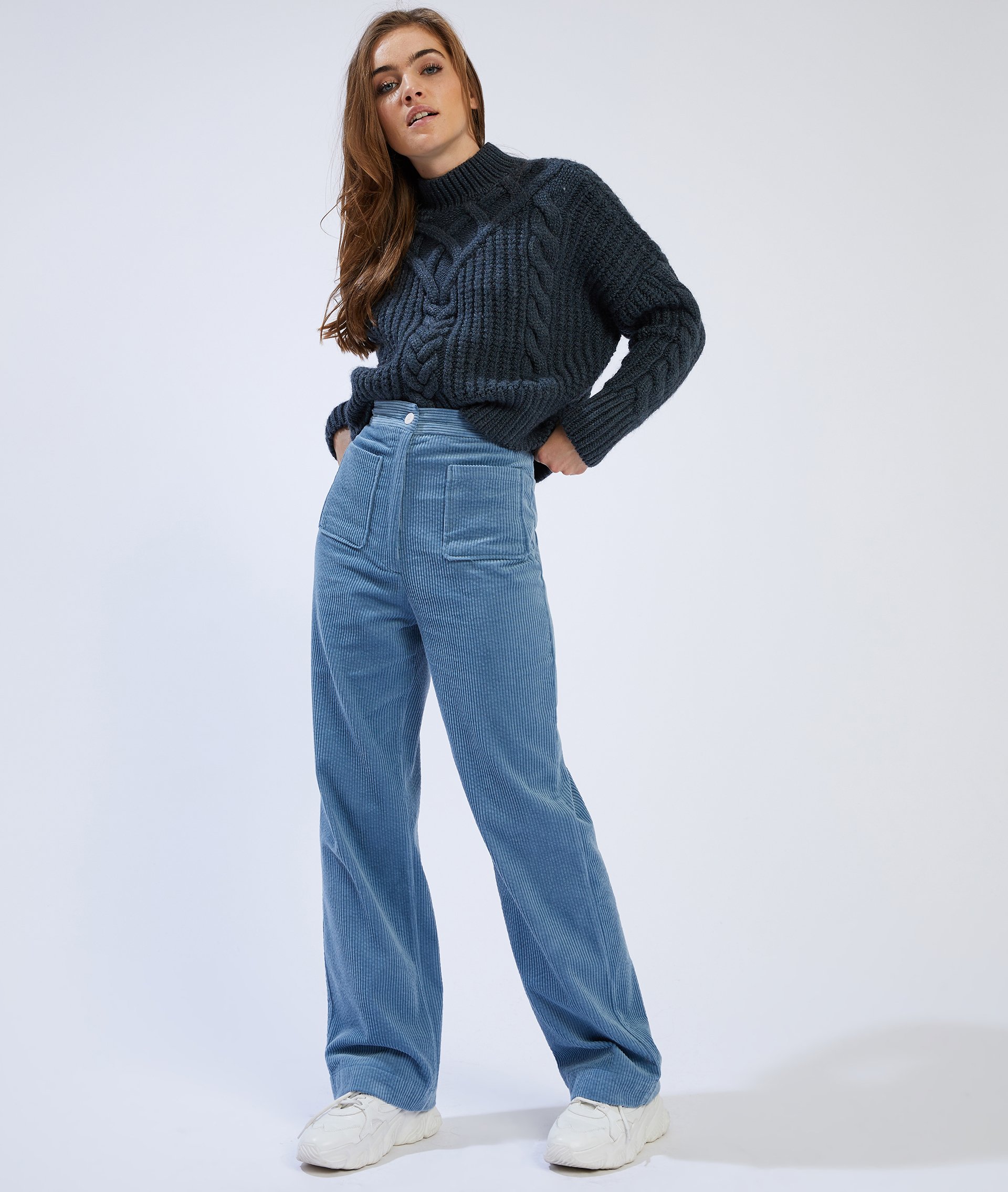 Pantalon velours grosses côtes bleu clair - Pimkie