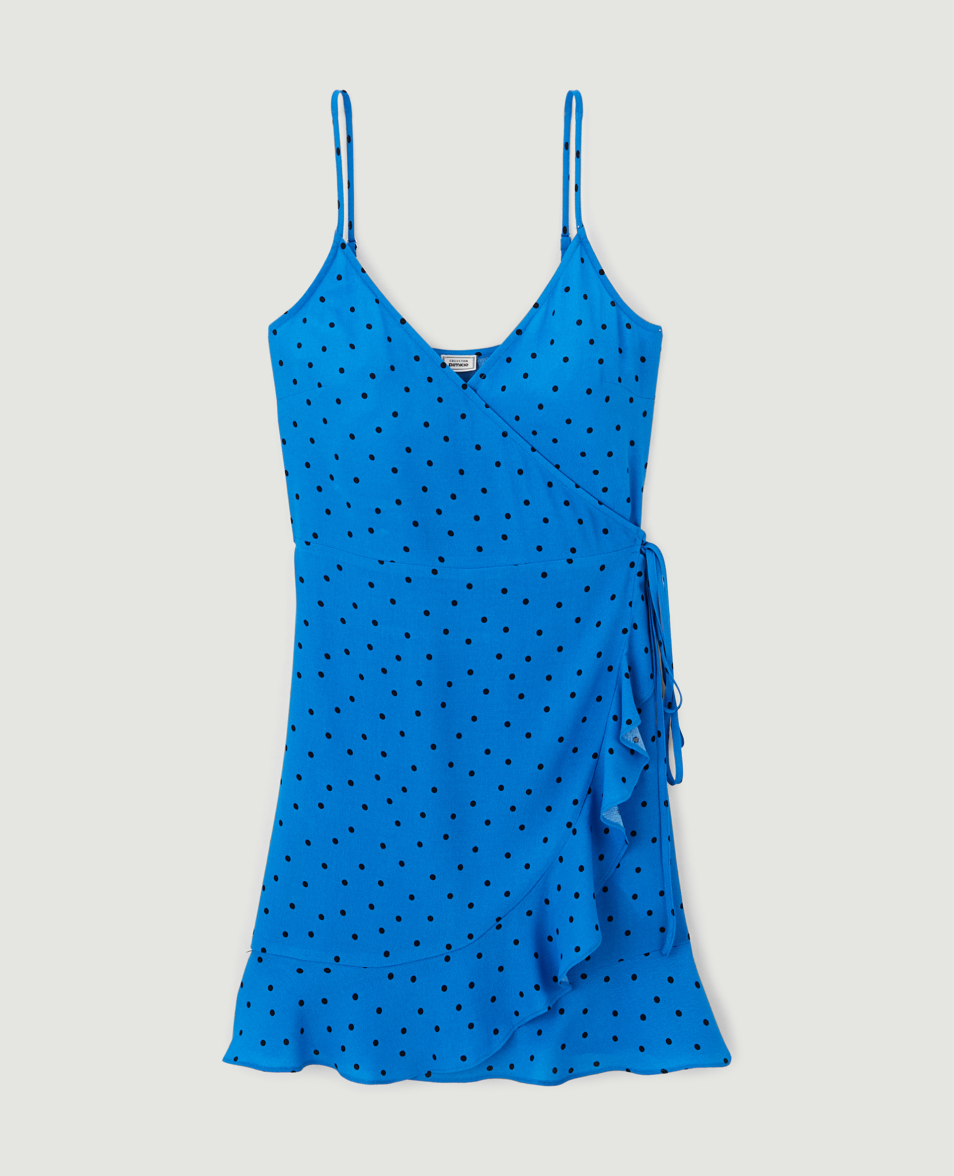 Robe courte portefeuille avec volants bleu - Pimkie