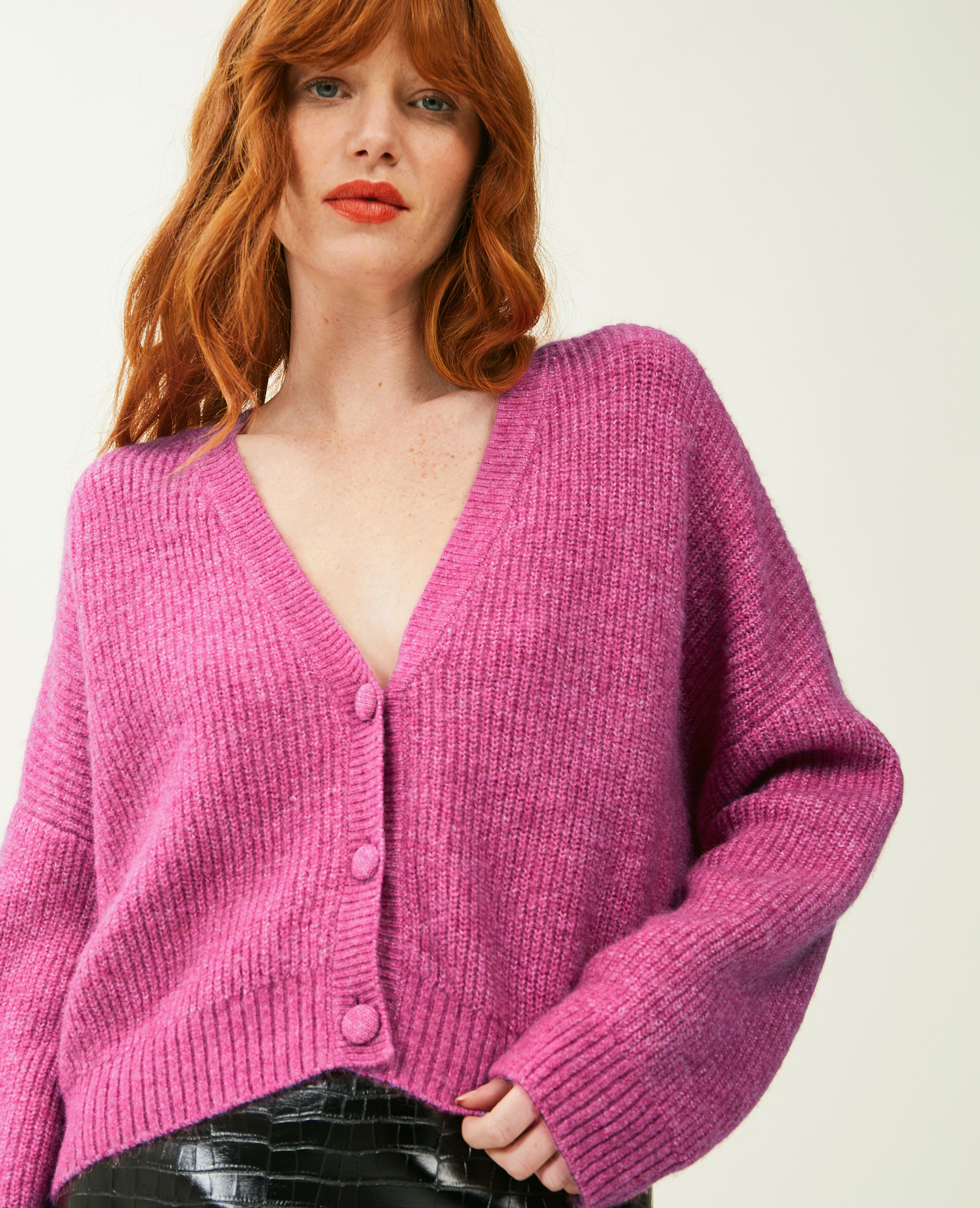 Gilet court sale rose poudré femme