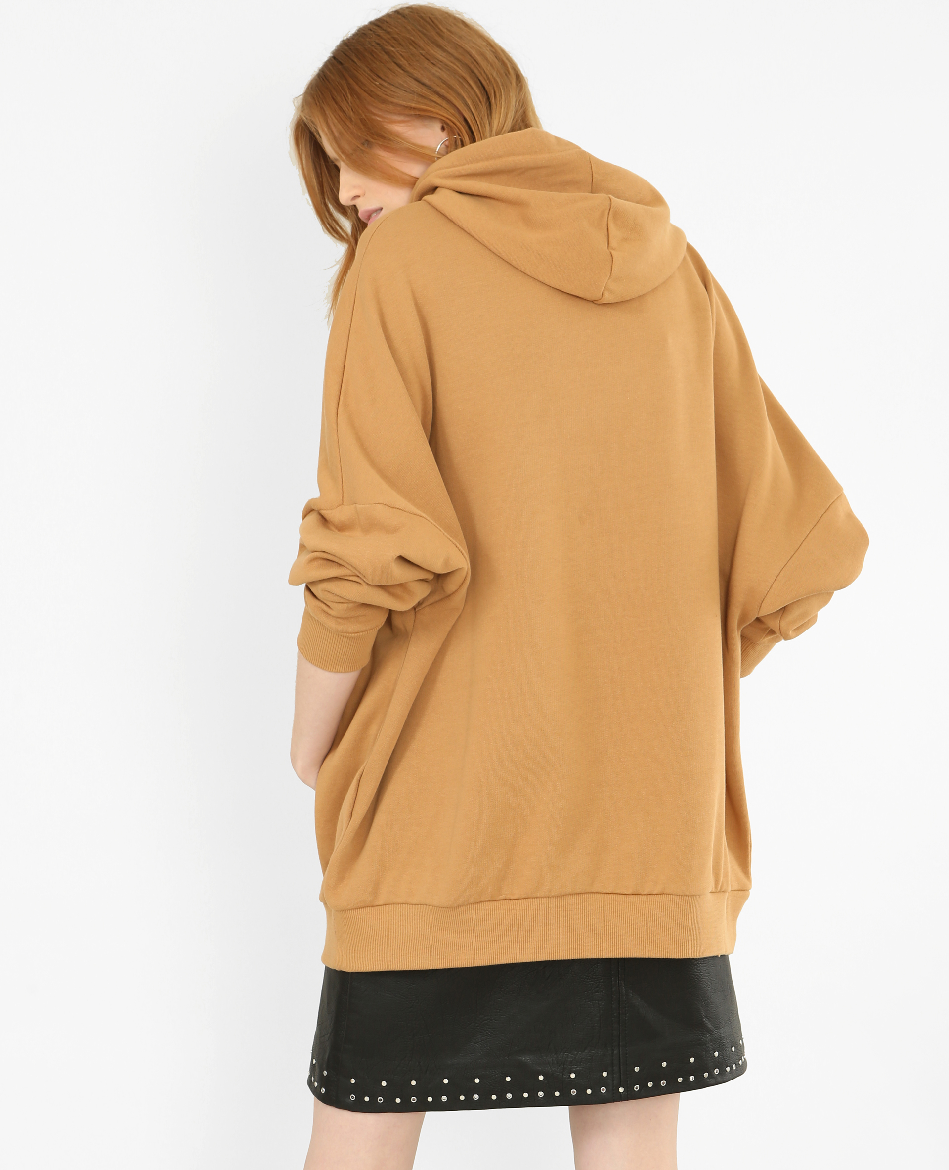 Long sweat à capuche camel - Pimkie