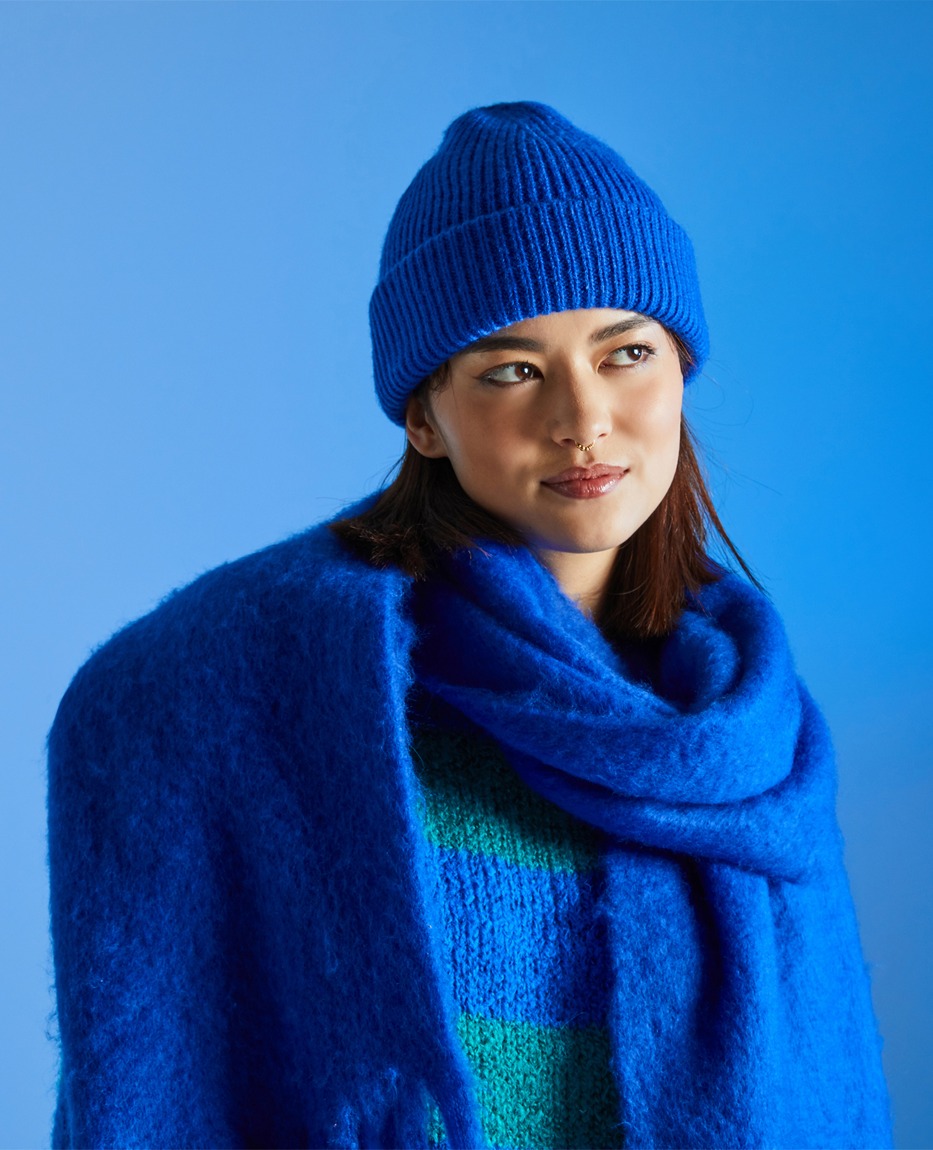 Grande écharpe ultra douce bleu électrique - Pimkie