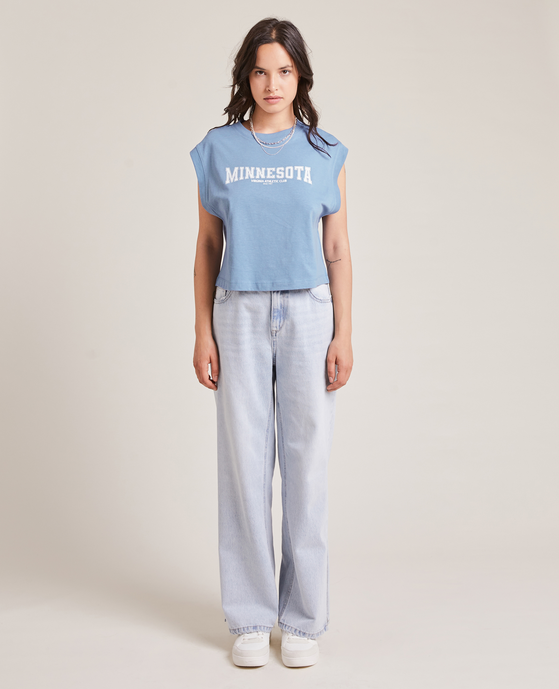 T-shirt sans manches bleu foncé - Pimkie